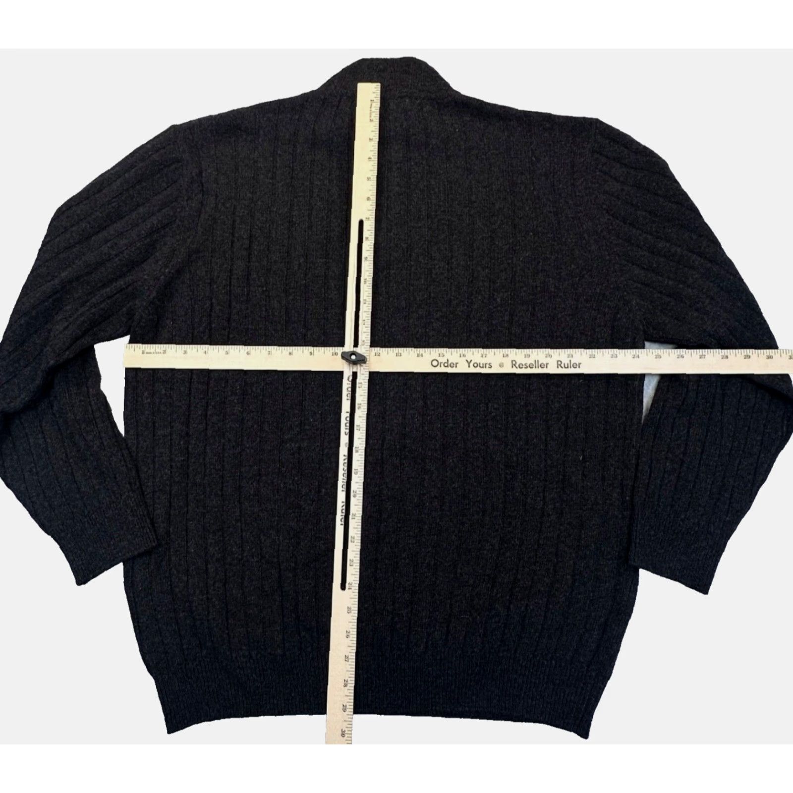 Vintage Hathaway Platinum 100% Geelong Lambs Wool Mens 2XL Pullover Sweater Mock 1/4 Zip Charcoal Gray NWT Made in Italy (Fall/Winter) Mens Size US XXL / EU 58 / 5 - 7 Thumbnail