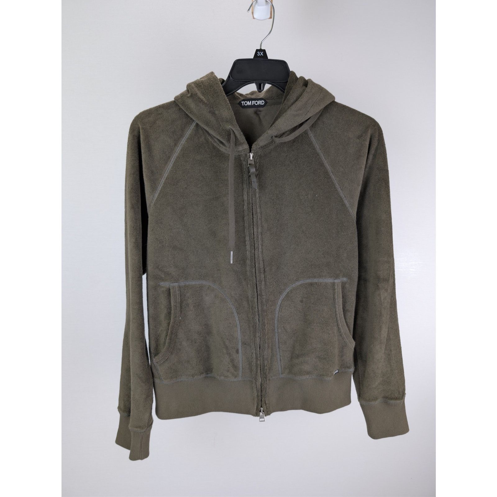 Tom Ford o1rshd1 CC20 Towelling cotton hoodie in green Size US M / EU 48-50 / 2 - 2 Thumbnail