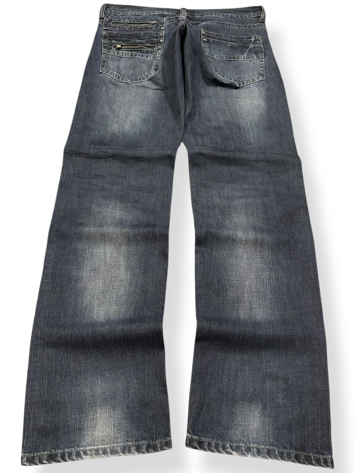 Japanese Brand Vintage Japanese Brand Dark Blue Wash Loose Distressed Jeans Size US 34 / EU 50 - 2 Thumbnail