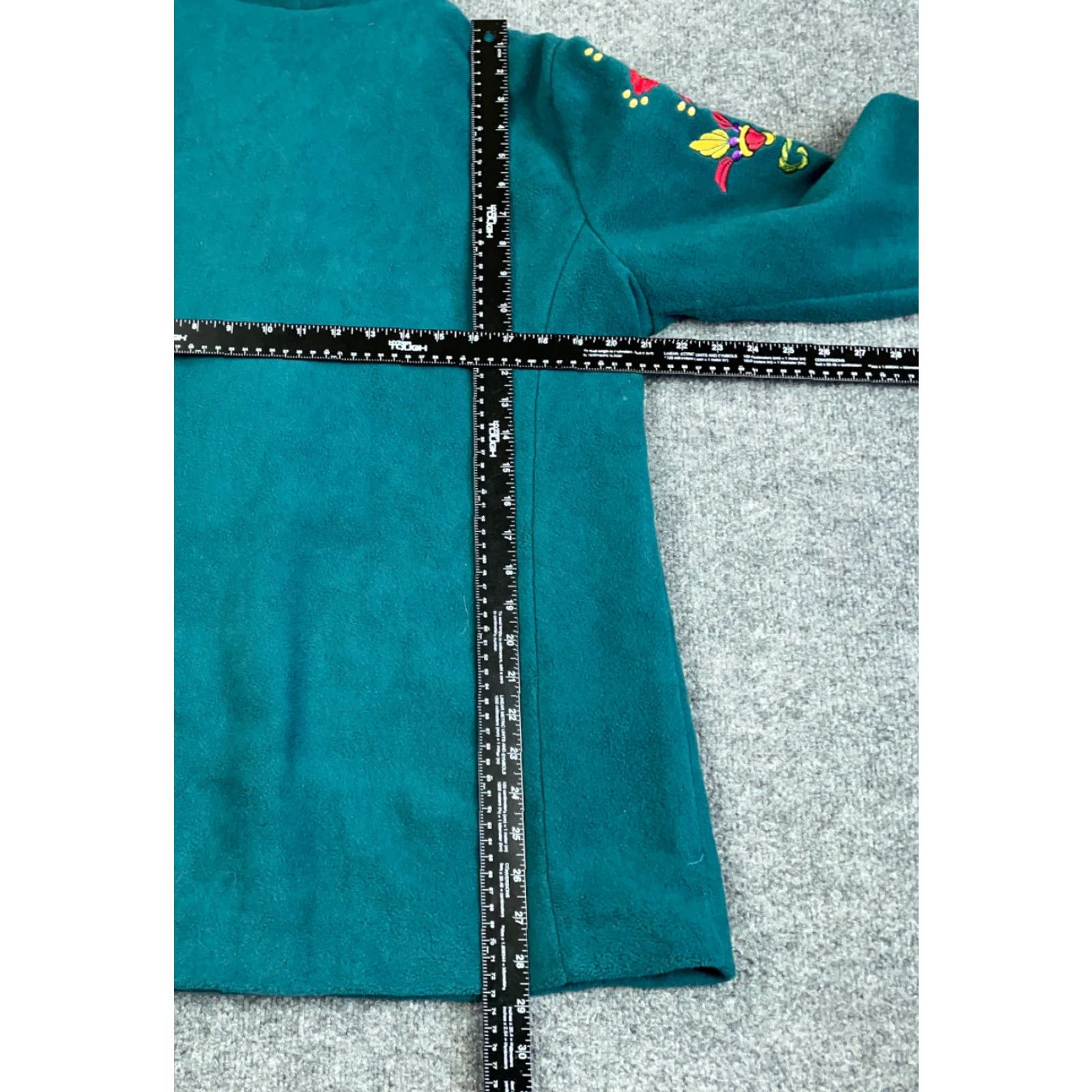 Bob Mackie Bob Mackie Jacket Medium Dark Green Embroidered Flower Fleece Snap Women's Size M / US 6-8 / IT 42-44 - 3 Thumbnail