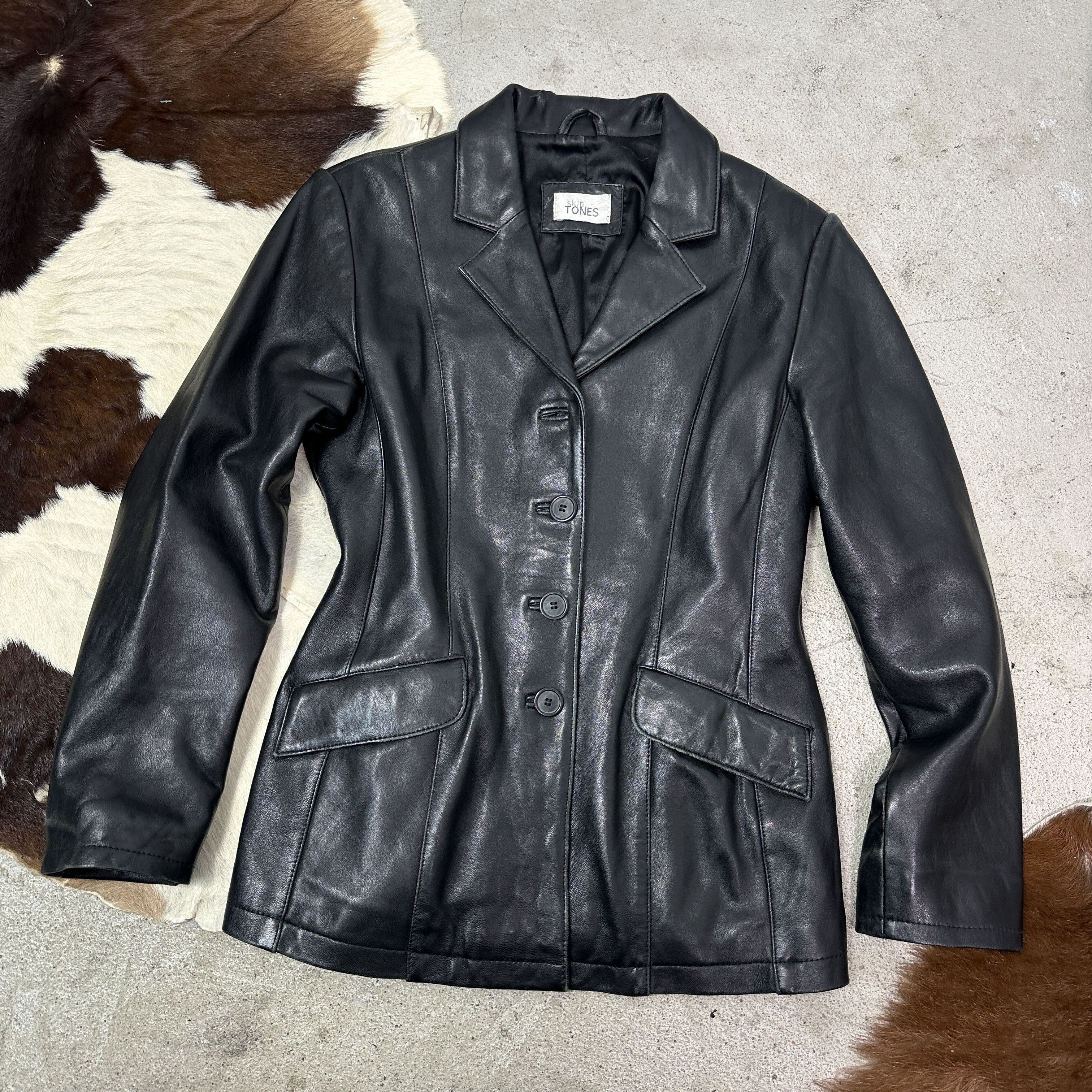Vintage Vintage Leather Biker Grunge Button Up Coat 90s Size M / US 6-8 / IT 42-44 - 7 Thumbnail