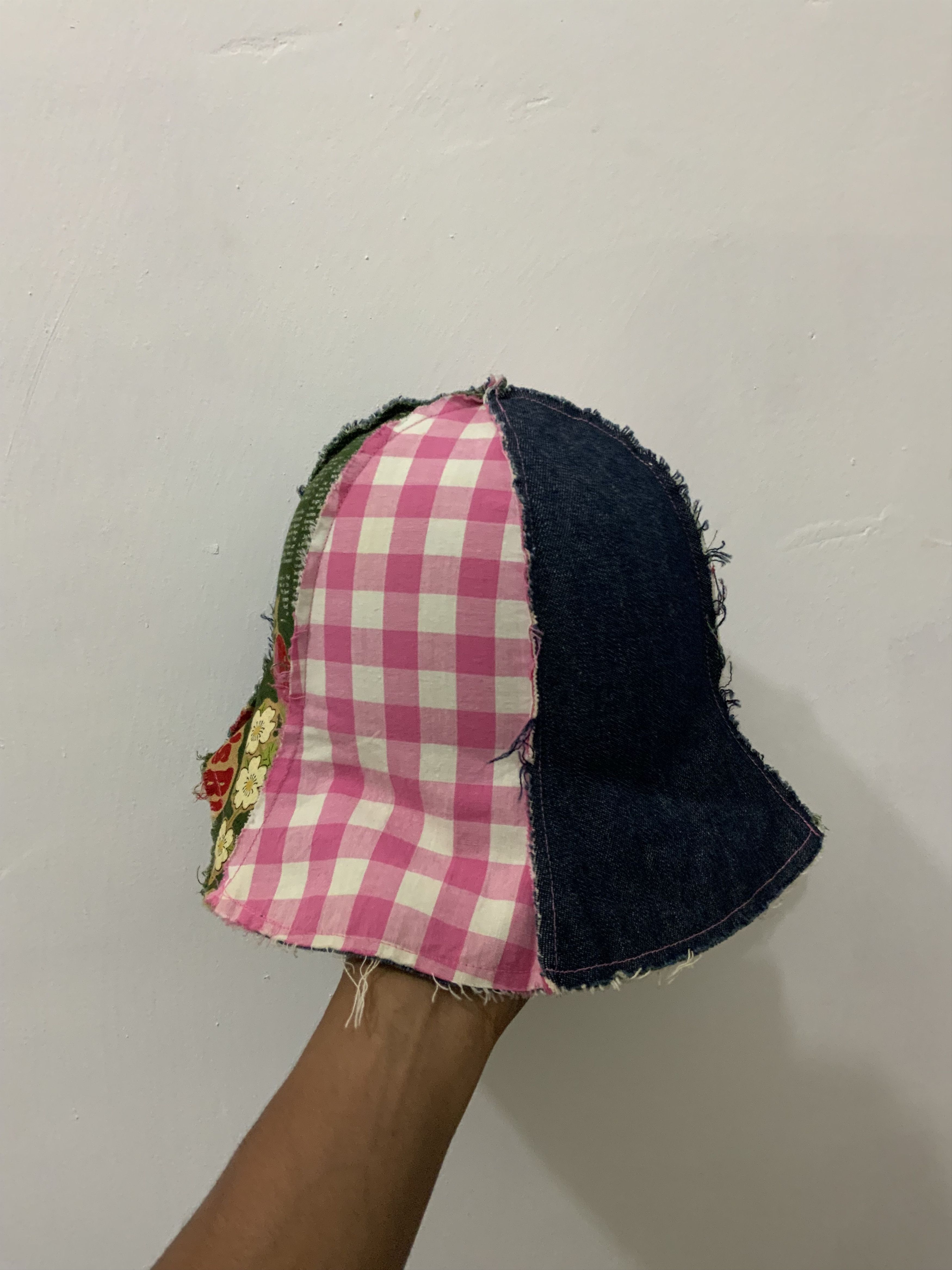 Japanese Brand DENIM PATCHWORK SASHIKO BUCKET HAT Size ONE SIZE - 3 Thumbnail
