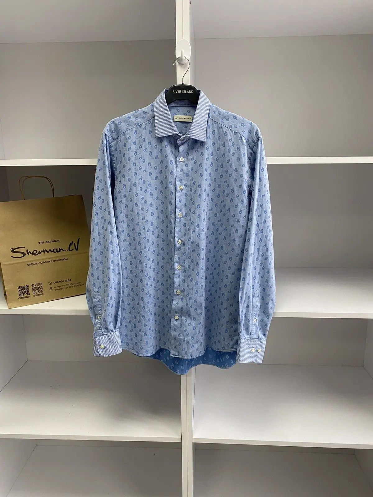 Designer × Etro × Vintage Vintage Etro Blue Luxury Denim Shirt Size US M / EU 48-50 / 2 - 1 Thumbnail