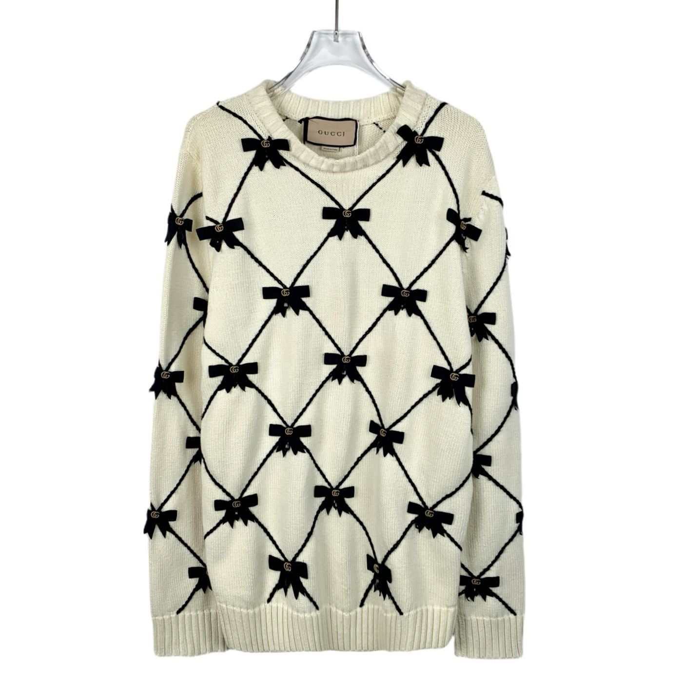 Gucci Gucci Ivory Wool Sweater With Black Bow Details & GG Accents Size XS / US 0-2 / IT 36-38 - 1 Thumbnail