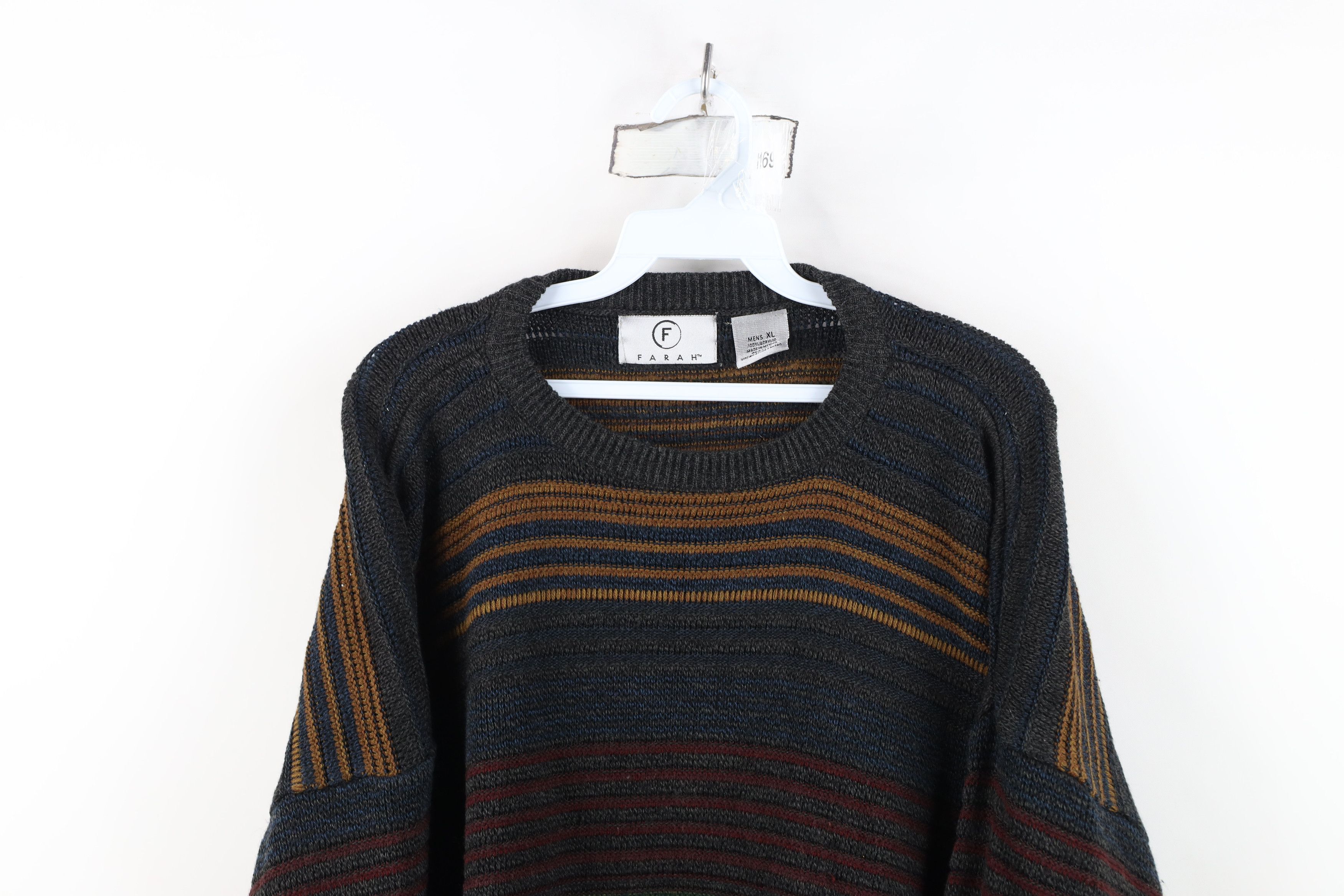 Vintage Vintage 90s Streetwear Striped Ribbed Knit Crewneck Sweater Size US XL / EU 56 / 4 - 2 Thumbnail