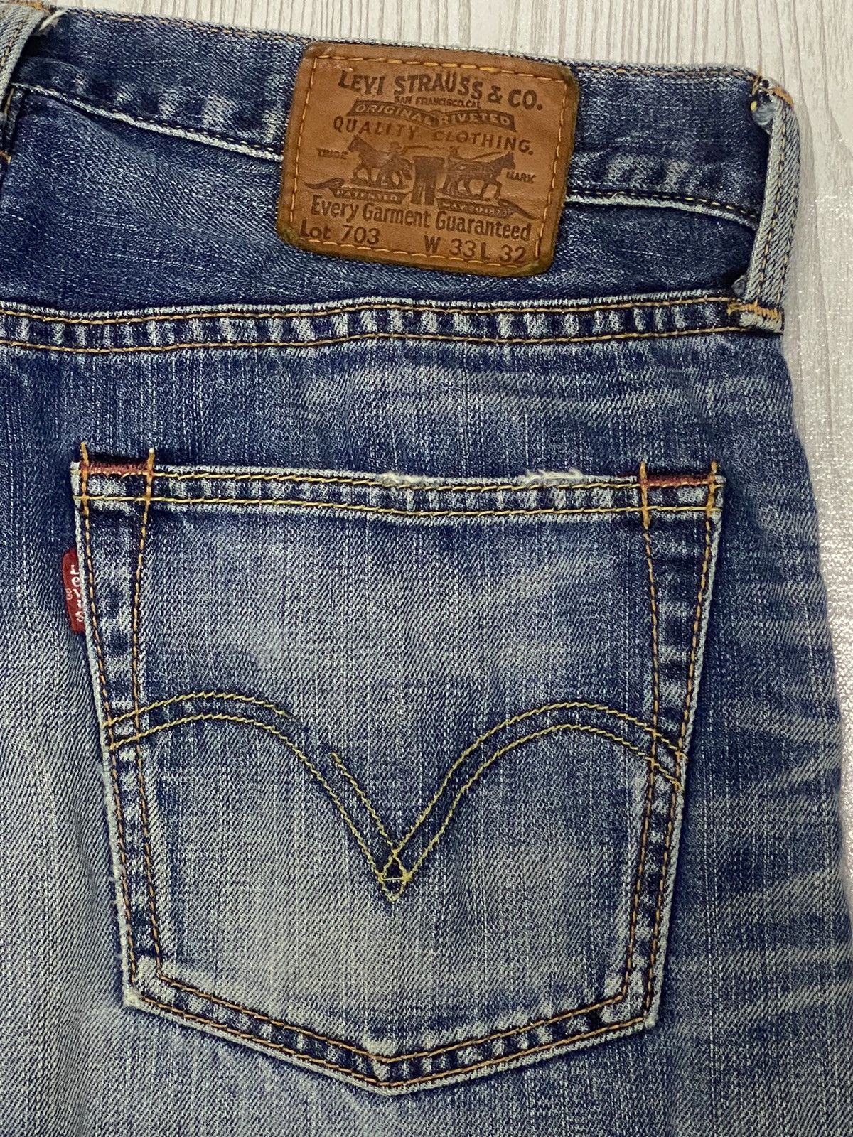 Levi's Levis Strauss 703 Distressed Denim Blue Jean Mud Washed Size US 31 - 13 Thumbnail