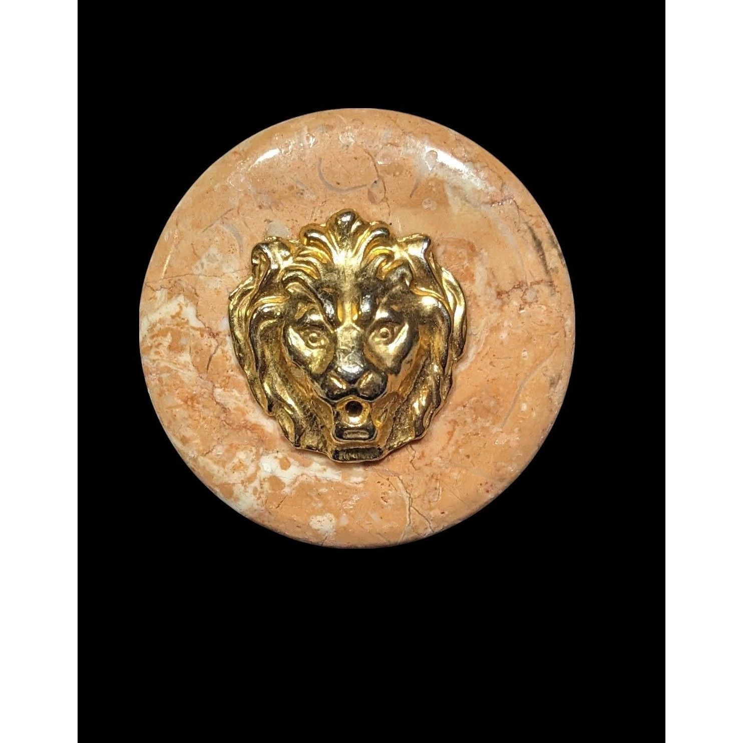 Other Vintage Stone With Gold Tone Lion Head Brooch Size ONE SIZE - 1 Thumbnail