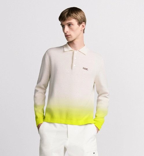 Dior × Kaws o1w1db11025 513M656 Long-Sleeved Polo Shirt in White/Yellow Size US XL / EU 56 / 4 - 3 Thumbnail