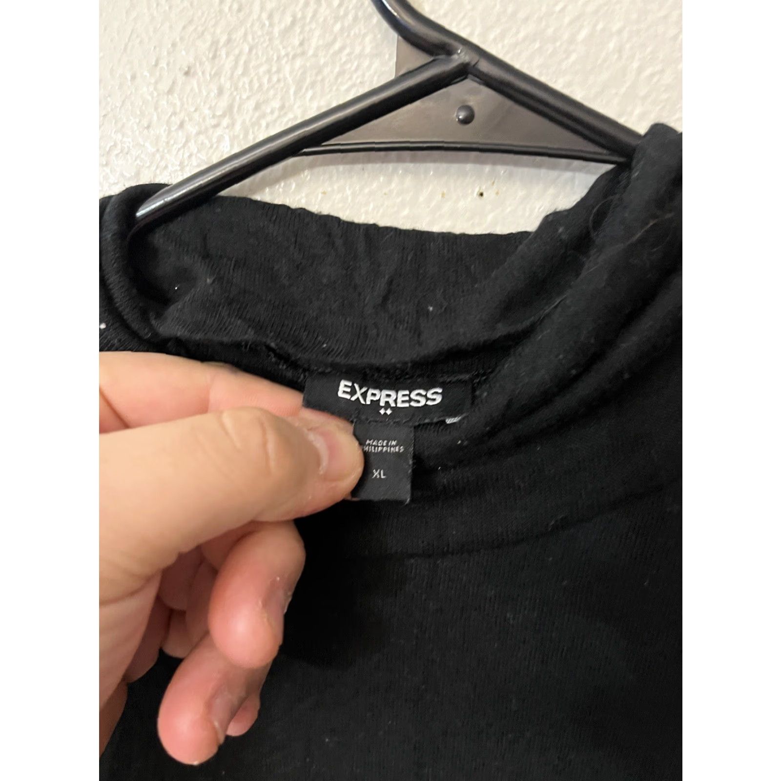 Express Express Top Womens XL Black Mock Neck Long Sleeve Cropped Pullover Size XL / US 12-14 / IT 48-50 - 3 Thumbnail