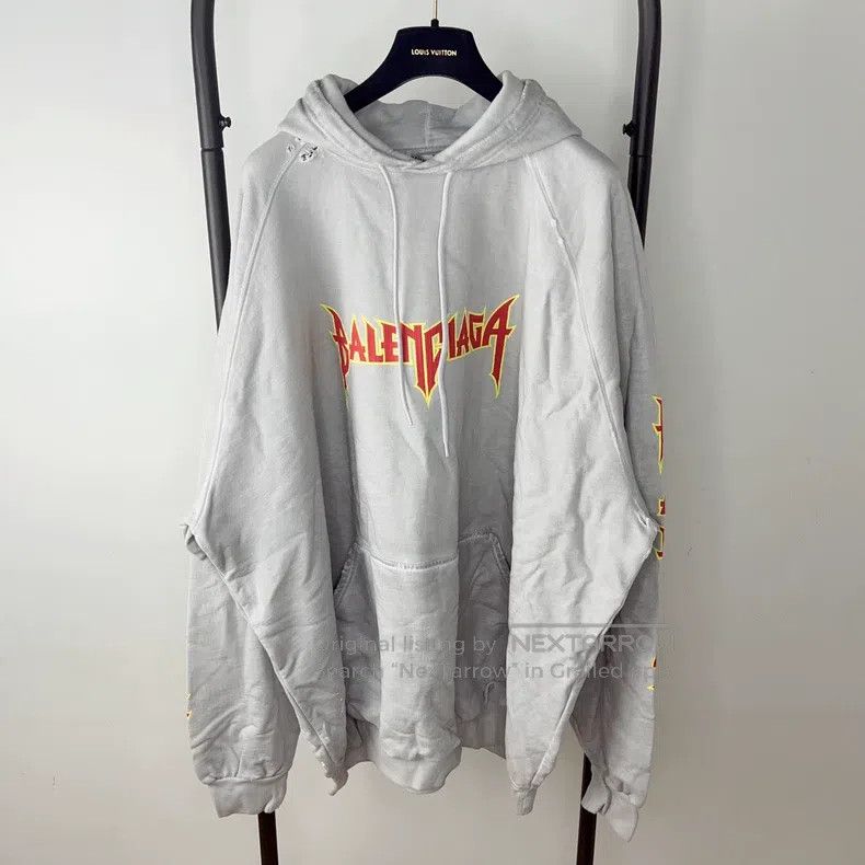 Balenciaga Flame Logo Hooded Drawstring Sweatshirt