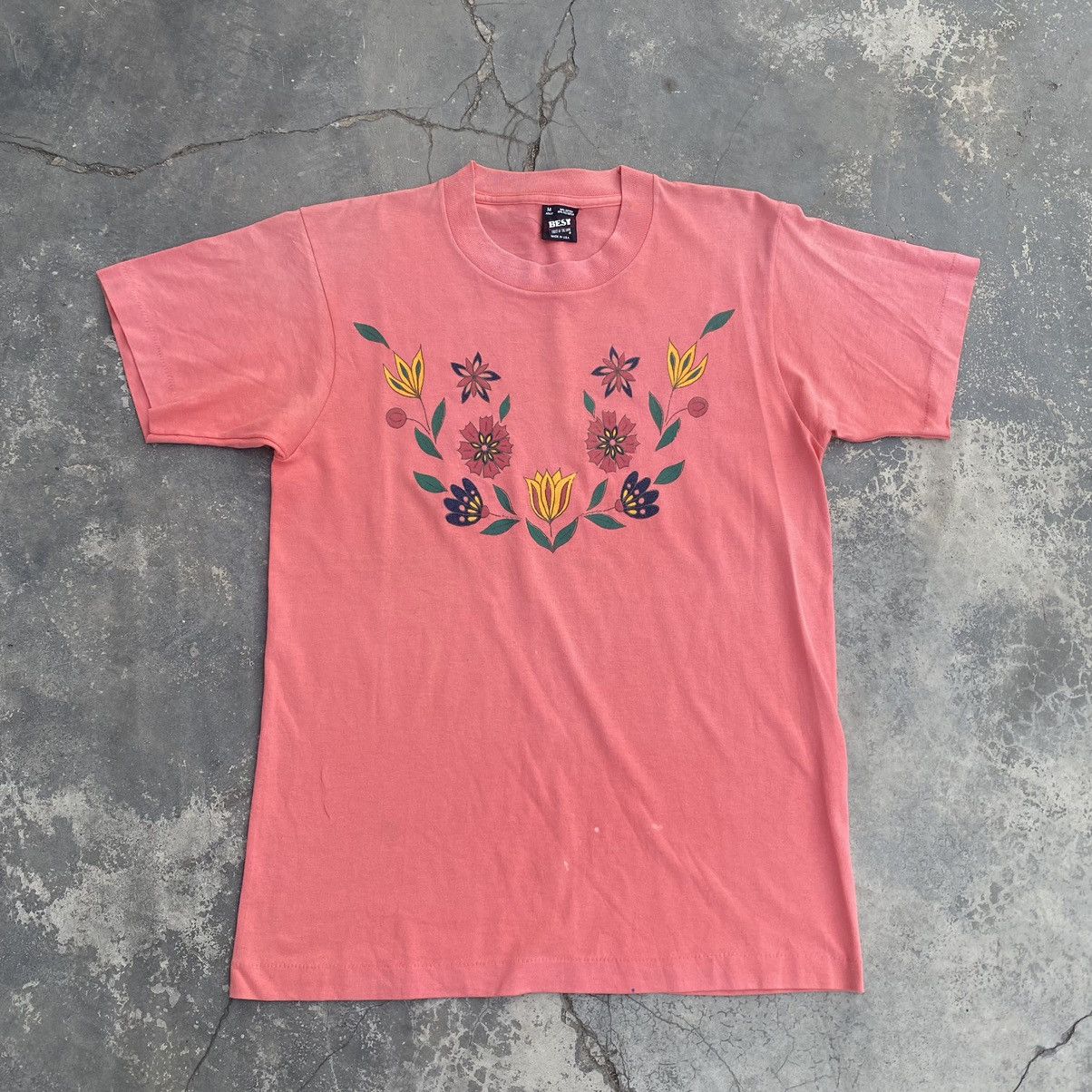 Fruit Of The Loom × Vintage 1990s Floral Art Tee C002 Size US M / EU 48-50 / 2 - 1 Thumbnail