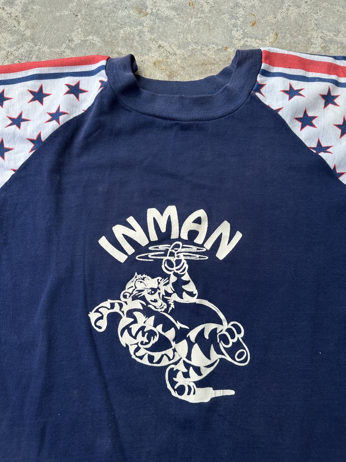 Vintage 70s Singlestitch American Flag Stars Inman college tee Size US M / EU 48-50 / 2 - 1 Thumbnail