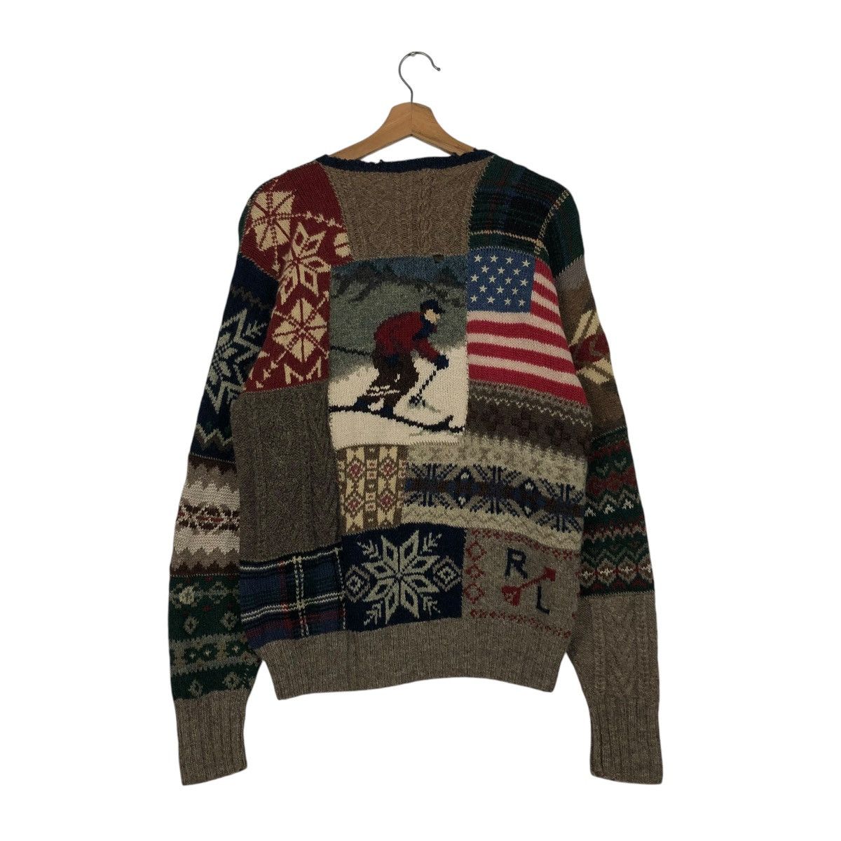 🔥VINTAGE POLO RALPH LAUREN SKI WOOL LINEN HAND KNIT SWEATER