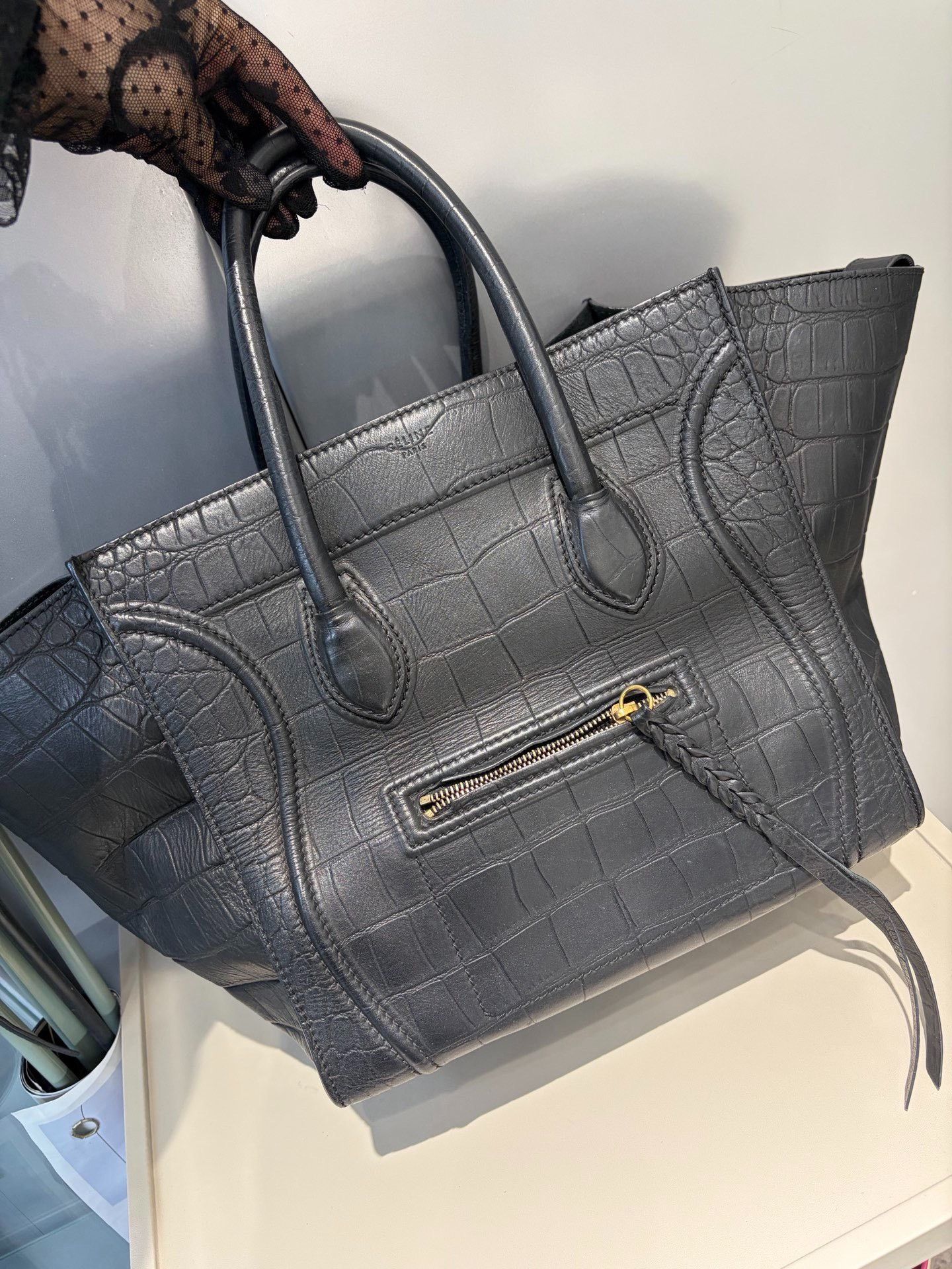 Celine Celine Black Phantom Crocodile Embossed Bag Size ONE SIZE - 1 Thumbnail