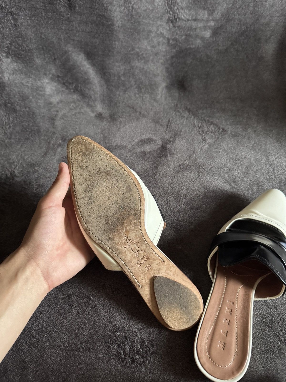 Marni Marni mules leather white and black vintage Size US 9 / IT 39 - 7 Thumbnail