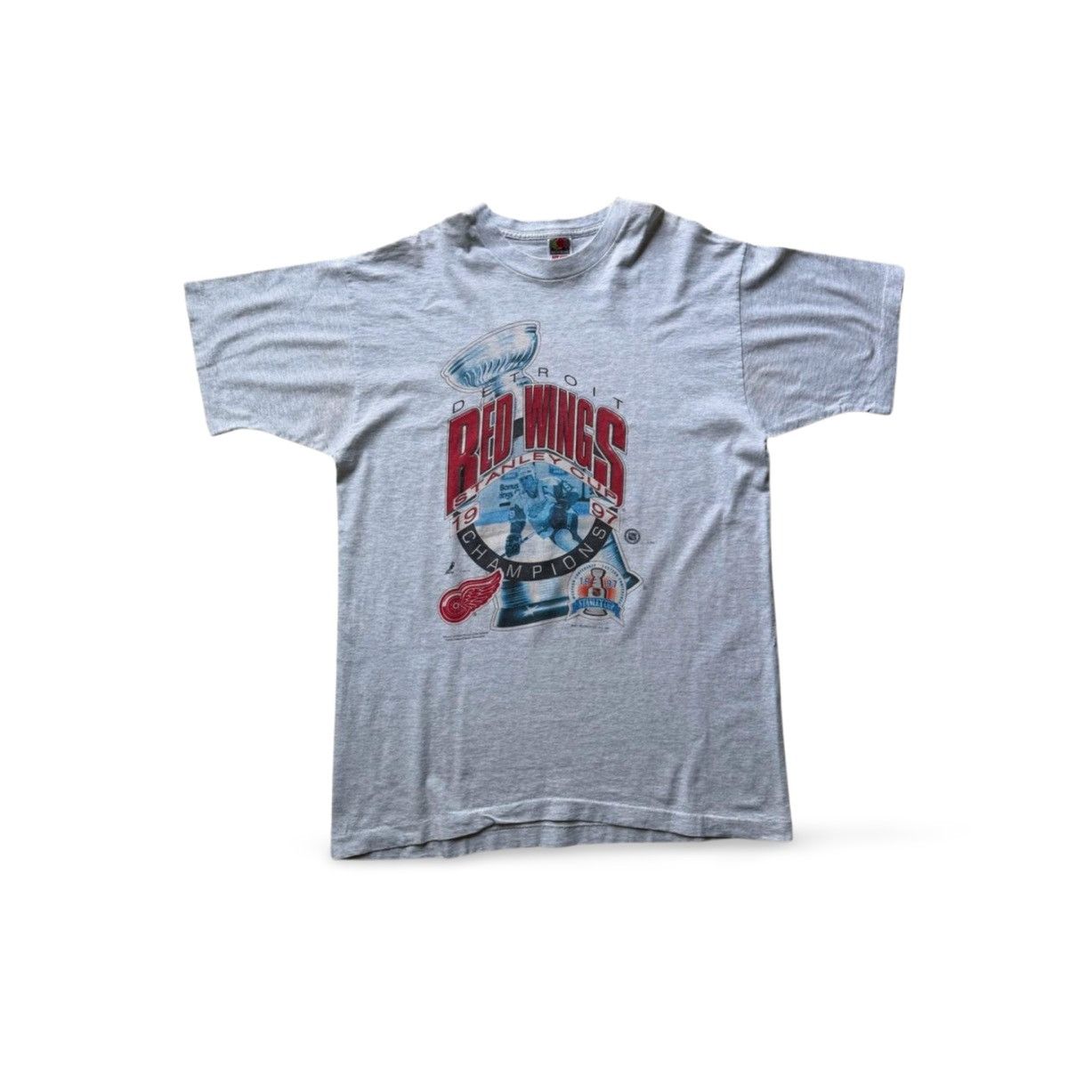 Vintage Vintage 90s Detroit Red Wings Hockey Tshirt Size US XL / EU 56 / 4 - 1 Thumbnail