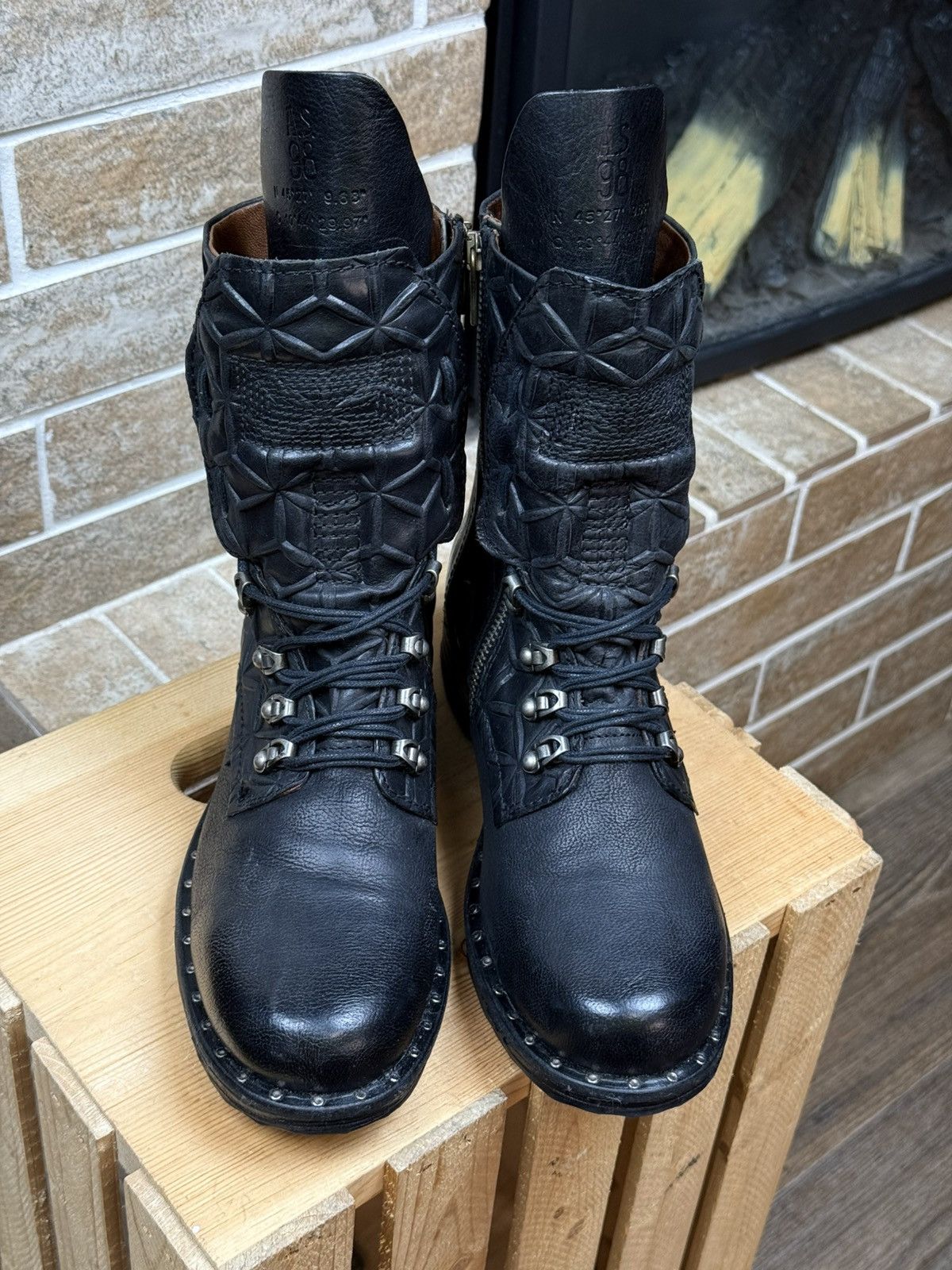 A.S.98 Womans A.S.98. Airstep Black Leather Biker Zip Stedded Boots Size US 9 / IT 39 - 6 Thumbnail