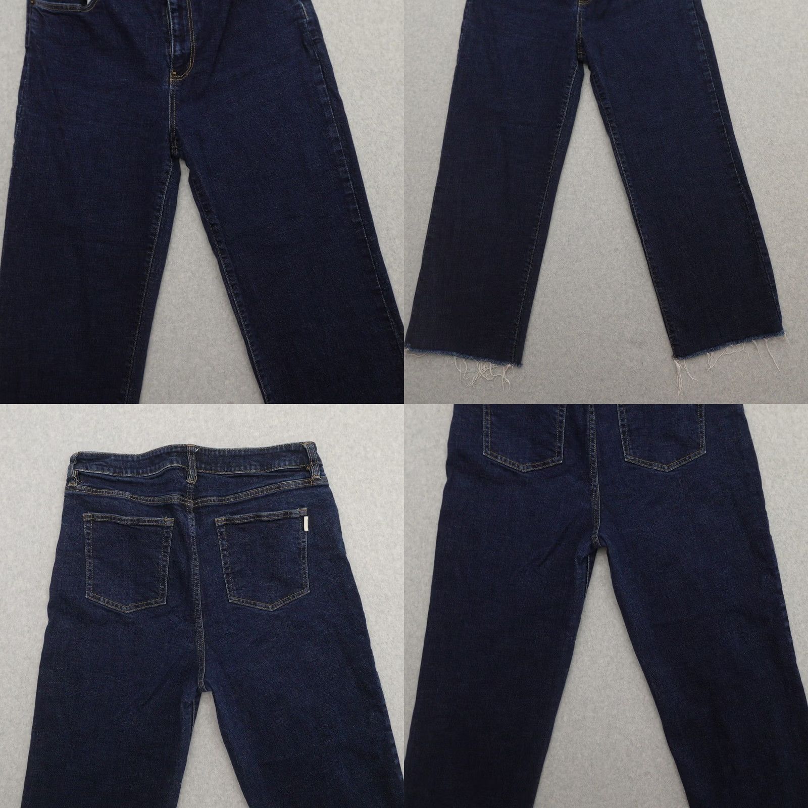 Olive Oliver Logan Jeans Womens 33 (33X26) Aberdeen Wide-Leg Crop Dark Wash Blue 33 Regular Size 24" / US 00 / IT 34 - 9 Thumbnail
