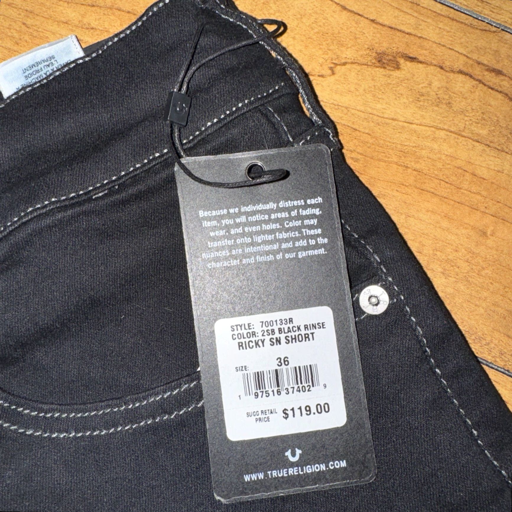 True Religion VINTAGE True Religion Denim Shorts Black 36W Mens Regular 36W Denim BNWT Size US 36 / EU 52 - 3 Thumbnail