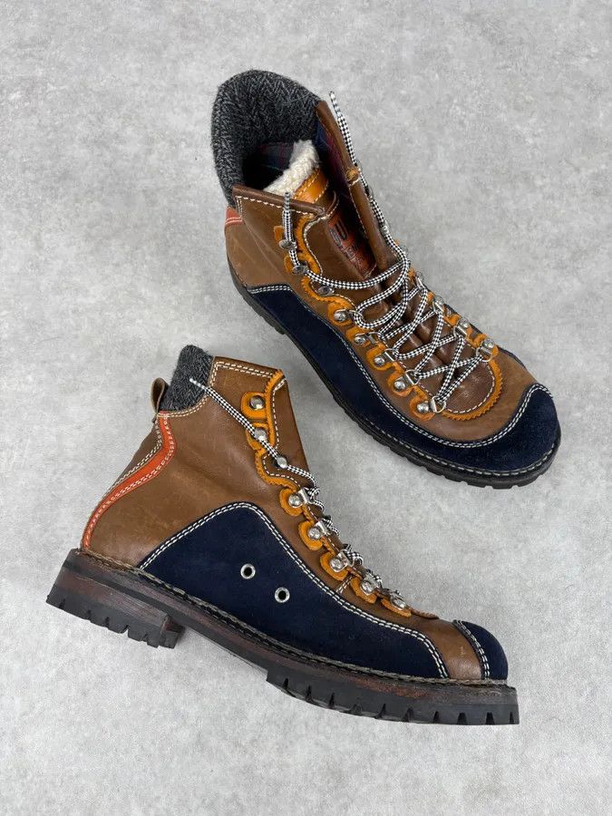 Dsquared2 Dsquared2 Shearling Brown Leather Hiking Boots Size US 10.5 / EU 43-44 - 4 Thumbnail