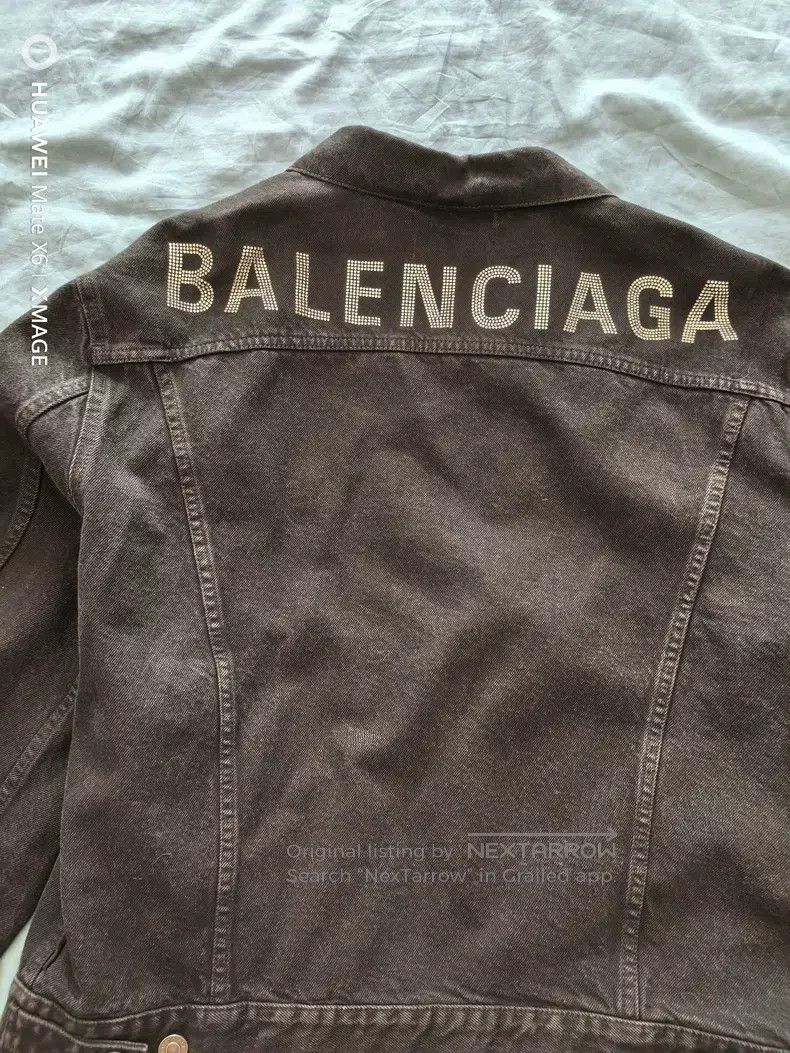 Balenciaga Balenciaga Black Denim Jacket with Crystal Logo on Back Size XS / US 0-2 / IT 36-38 - 1 Thumbnail