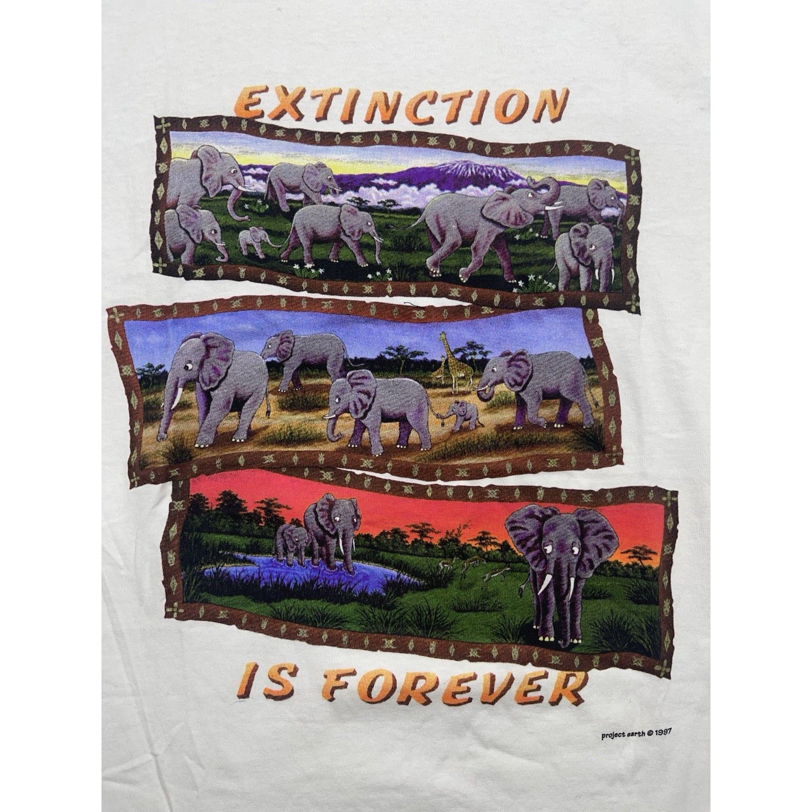 Delta Vtg 90s Elephant Nature Tee Project Earth 1997 Extinction Is Size US L / EU 52-54 / 3 - 2 Thumbnail