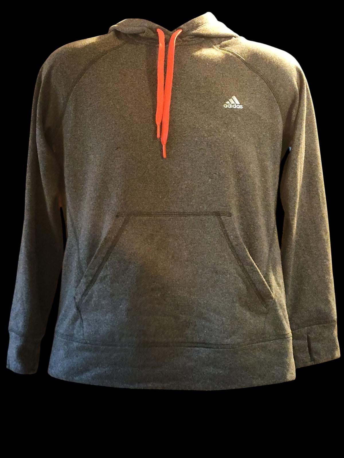 Adidas Adidas Men's Gray Hoodie with Orange Drawstrings Size US L / EU 52-54 / 3 - 3 Thumbnail