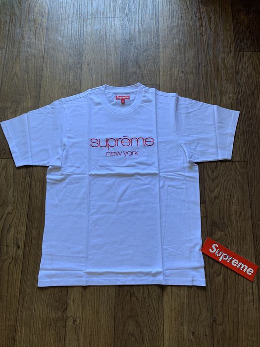 Supreme Supreme Classic Logo S/S White Top Size Large | Grailed