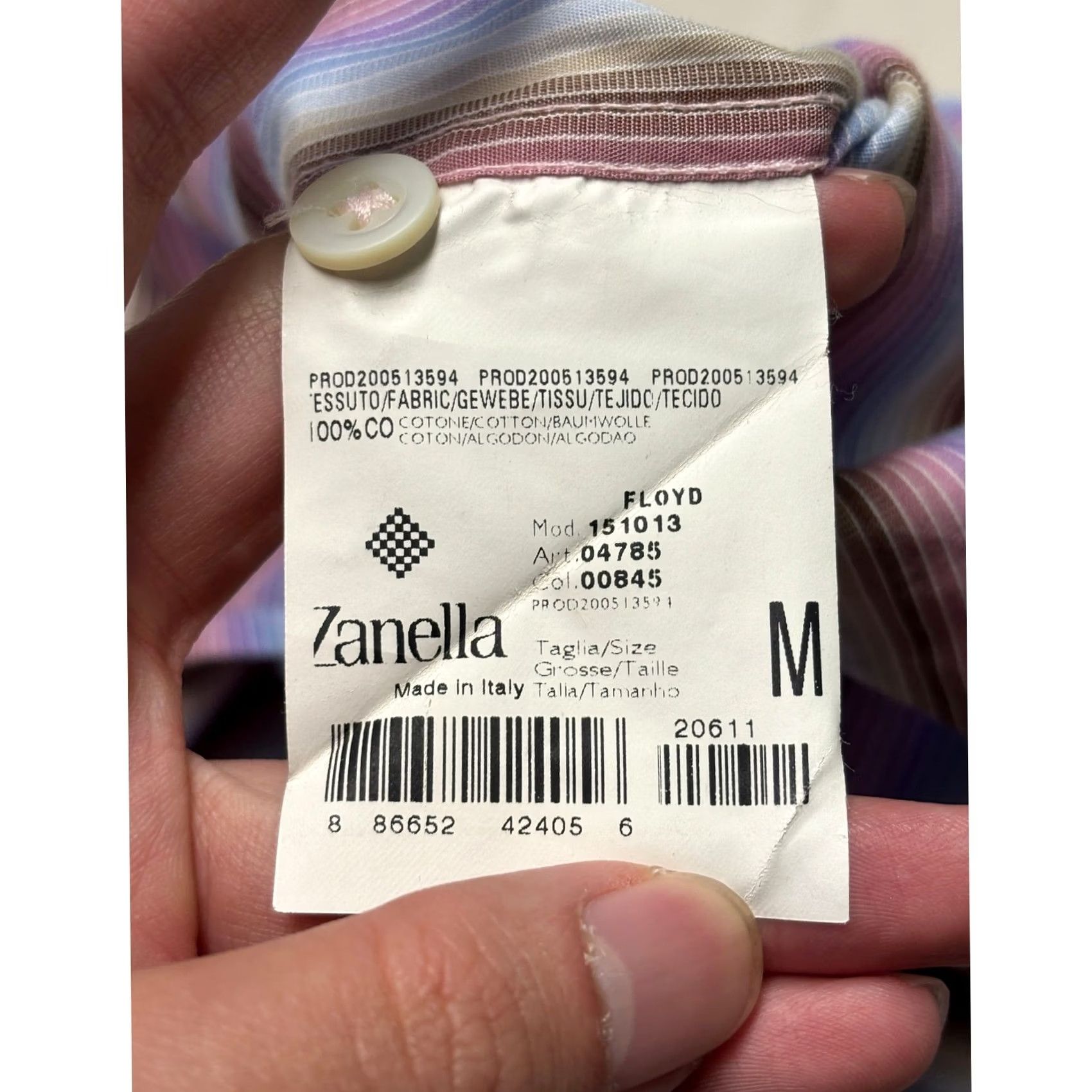 Zanella Zanella Floyd Mens M Button Down Shirt Multi Color Stripe Long Sleeve Italy Size US M / EU 48-50 / 2 - 5 Thumbnail