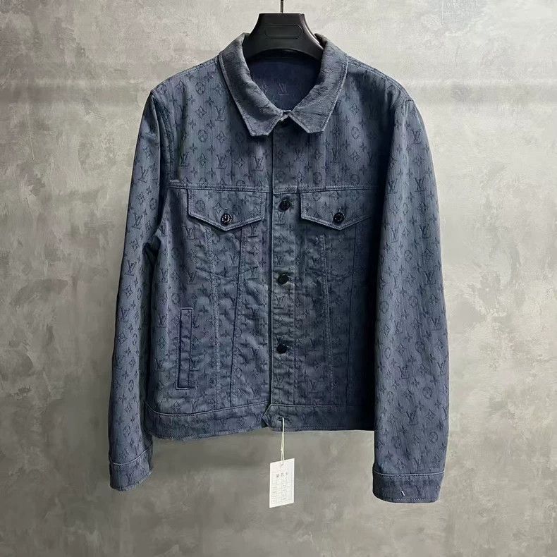 Louis Vuitton LOUIS VUITTON Blue logo printed single-breasted casual long Size US XL / EU 56 / 4 - 1 Thumbnail