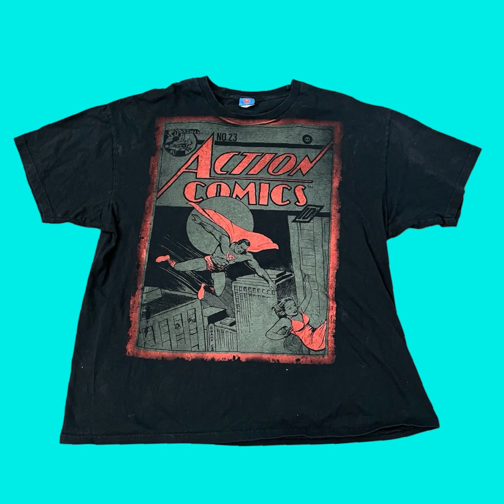 Vintage VINTAGE Superman T-Shirt Mens 2XL DC Black Crew Neck Short Sleeve Big Graphic AOP Comics Size US XXL / EU 58 / 5 - 1 Thumbnail