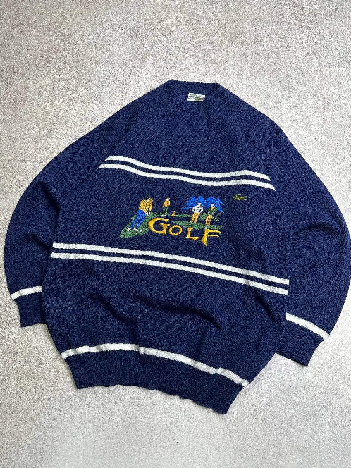 Lacoste Vintage Lacoste Golf Big Logo Embroidery Knit Sweater Rare Size US L / EU 52-54 / 3 - 2 Thumbnail