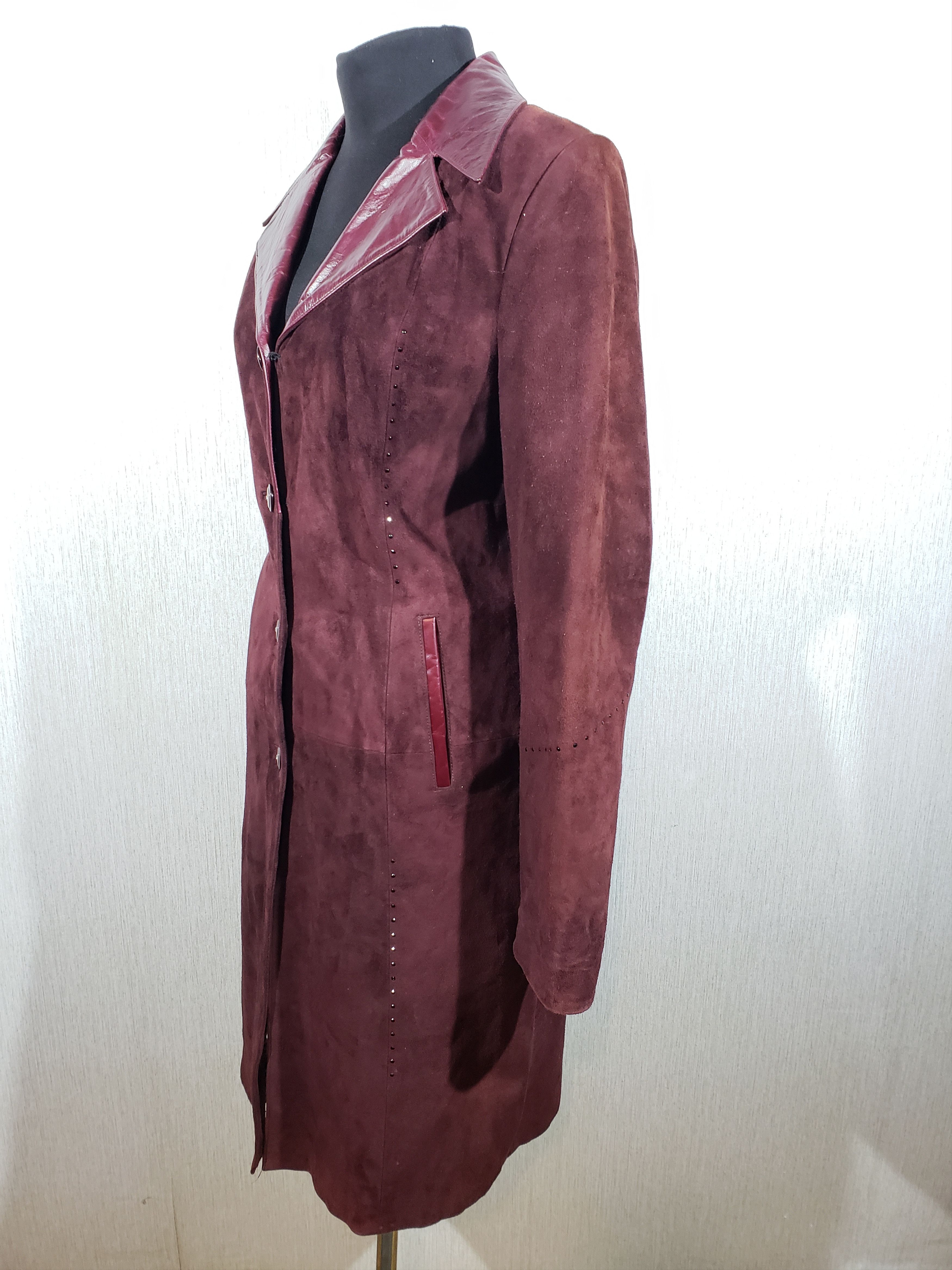 Other Cute women's long burgundy leather jacket. Size M / US 6-8 / IT 42-44 - 2 Thumbnail