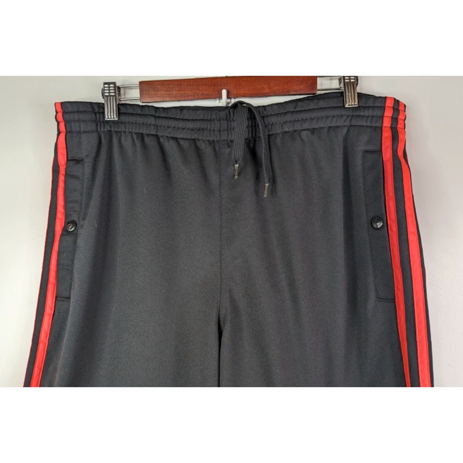 Adidas Adidas Track Pants Striped Elastic Waist Men M Salmon Pink Black Stripes Name Spellout Pockets Size US 31 - 2 Thumbnail