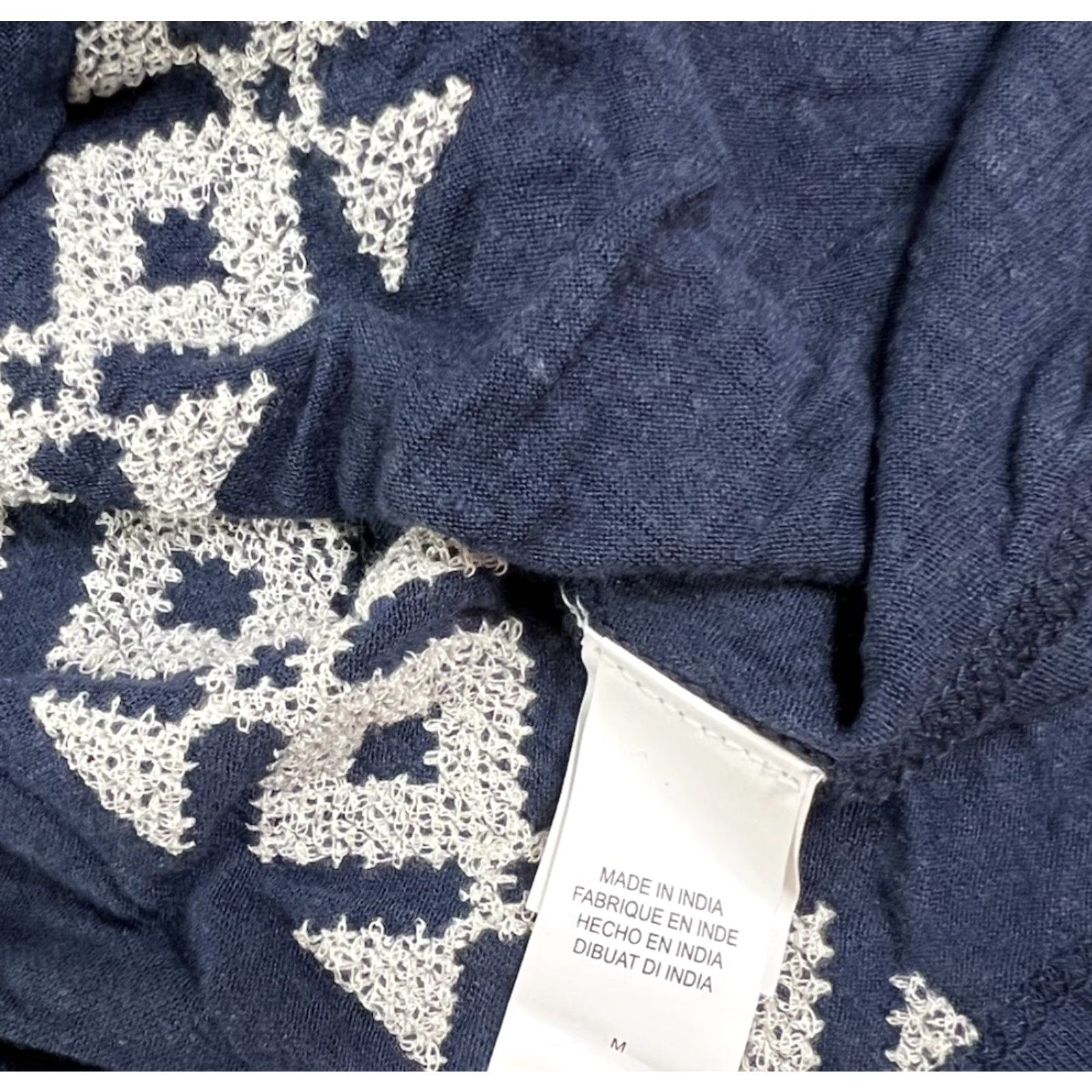 Lucky Brand NWT Lucky Brand Embroidered Geometric 3/4 Sleeve Blouse Blue Shirt M Women Size M / US 6-8 / IT 42-44 - 5 Thumbnail