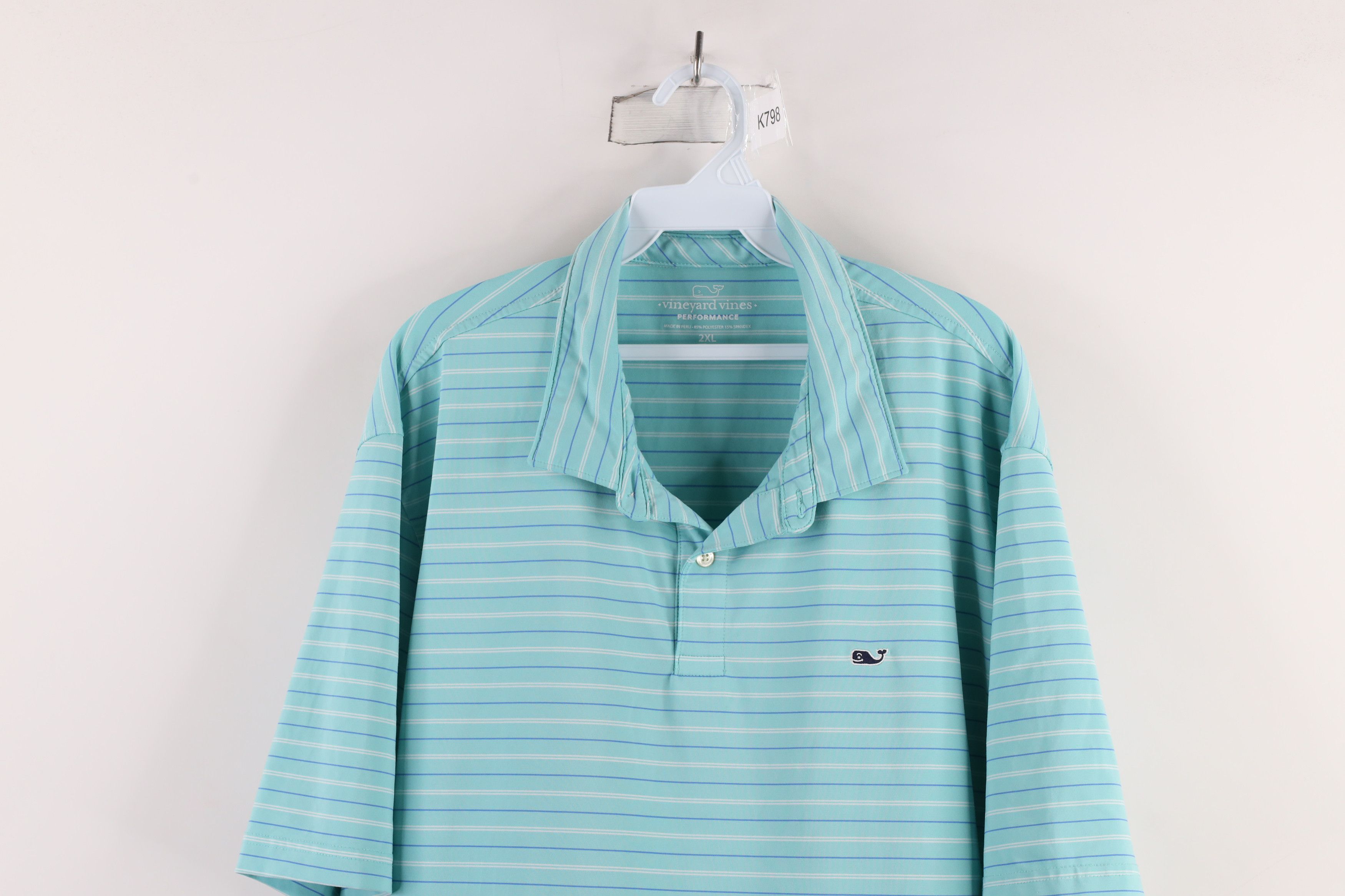Vineyard Vines × Vintage Vineyard Vines Logo Performance Knit Striped Golf Polo Shirt Size US XXL / EU 58 / 5 - 2 Thumbnail