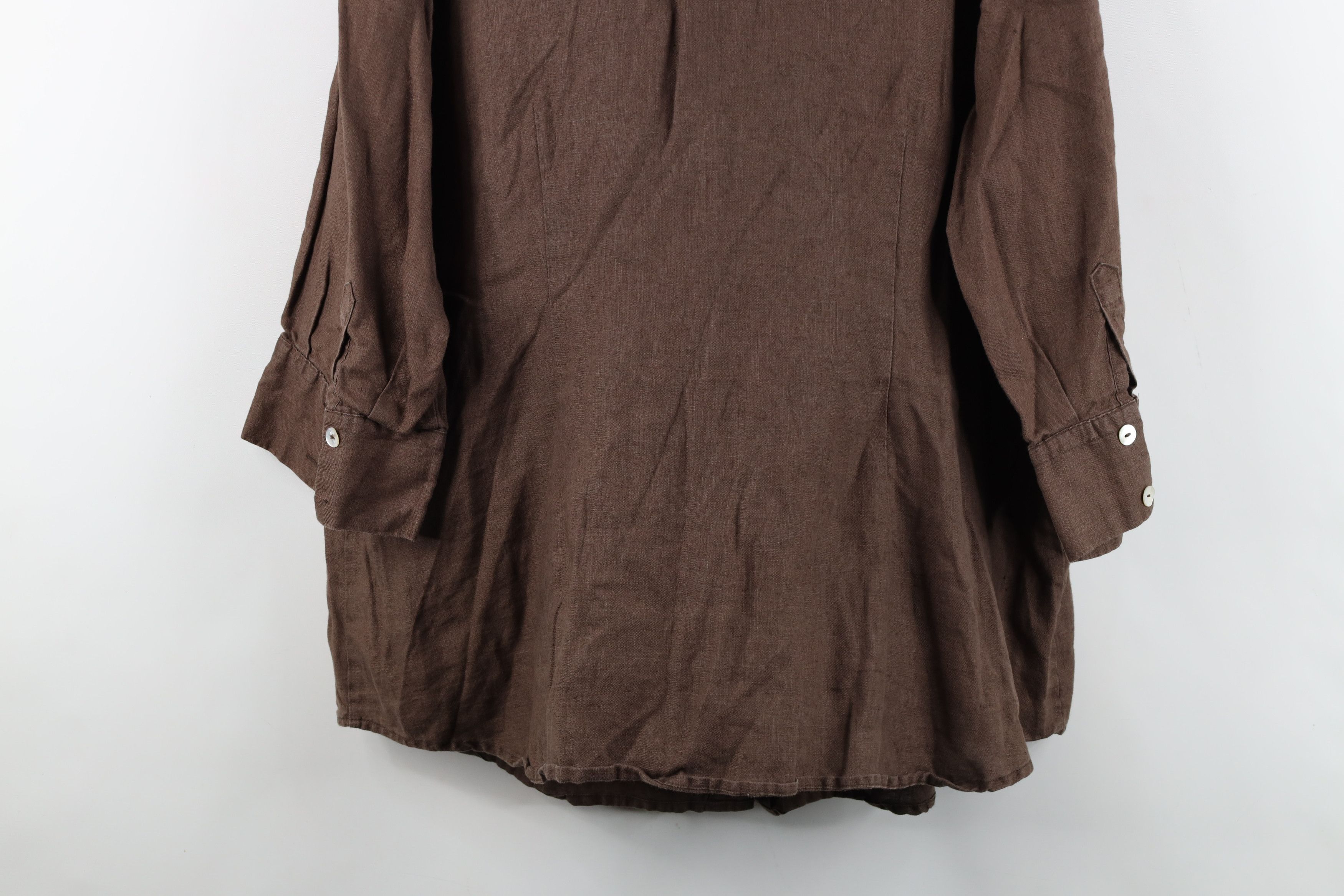 Vintage Vintage 90s Lagenlook Collared Button Shirt Brown Size XXL / US 16-18 / IT 52-54 - 13 Thumbnail