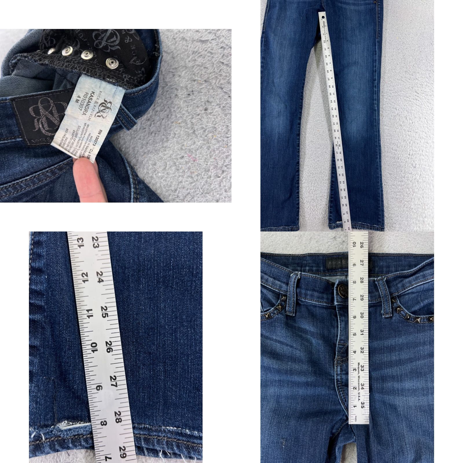 Vintage VINTAGE Rock & Republic Jeans Womens Regular Jeans Blue 26 in Low Rise Rock & Republic 5-Pocket Denim Flared Cotton Blend Size 28" / US 6 / IT 42 - 8 Thumbnail