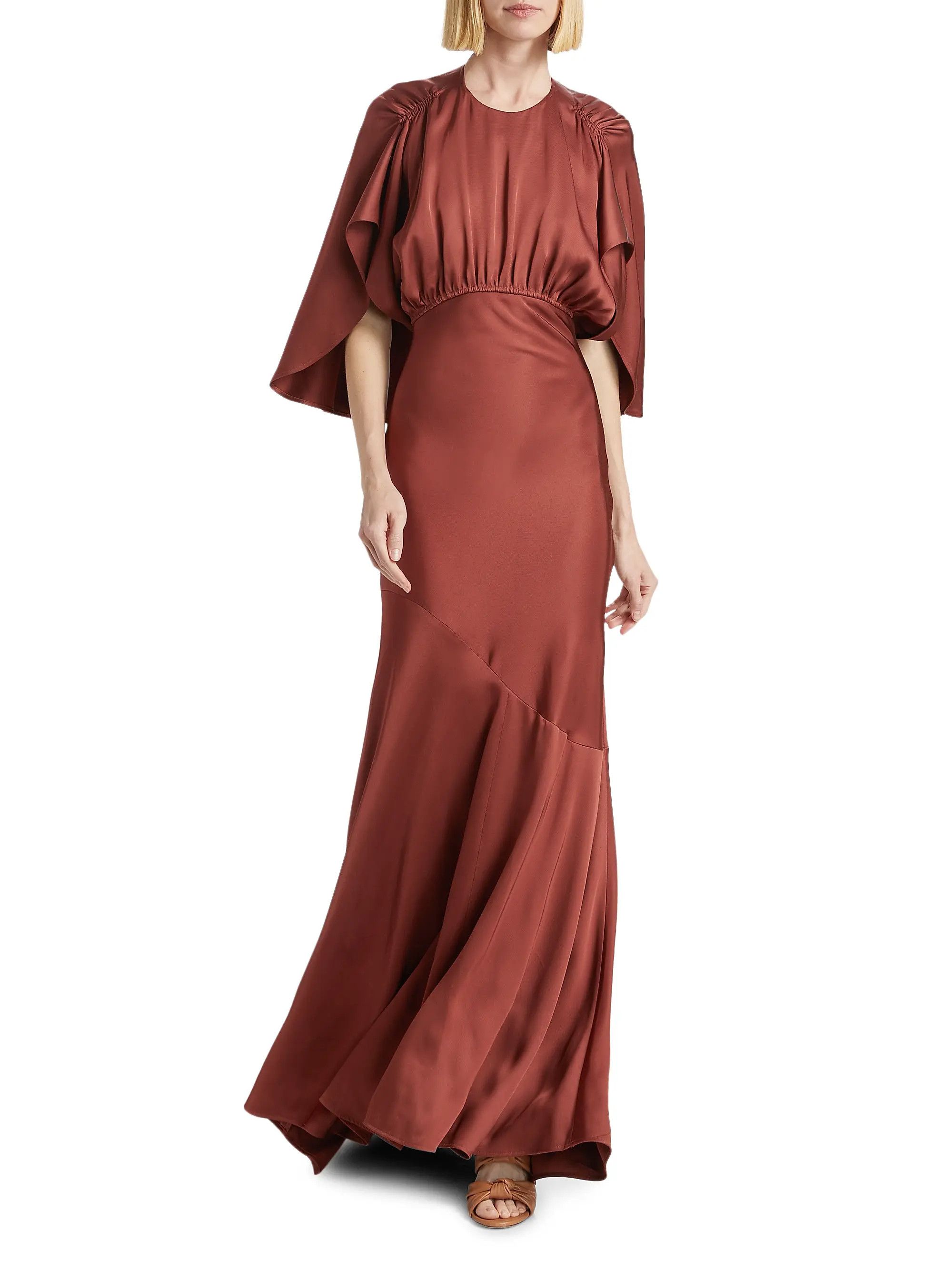 Zimmermann oc11z0725 Eden Cape Maxi Dress in Chestnut Size L / US 10 / IT 46 - 2 Thumbnail