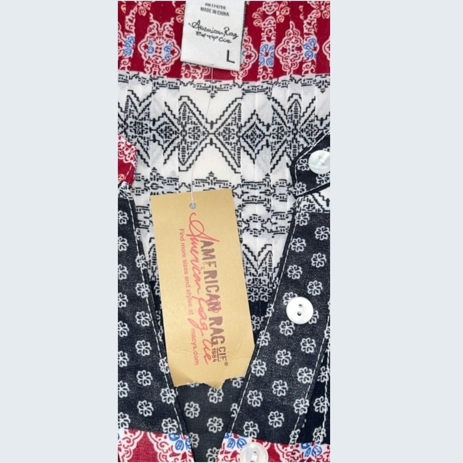 Other American Rag Womens Mixed Print Roll Tab Sleeve Large NWT Size L / US 10 / IT 46 - 7 Thumbnail