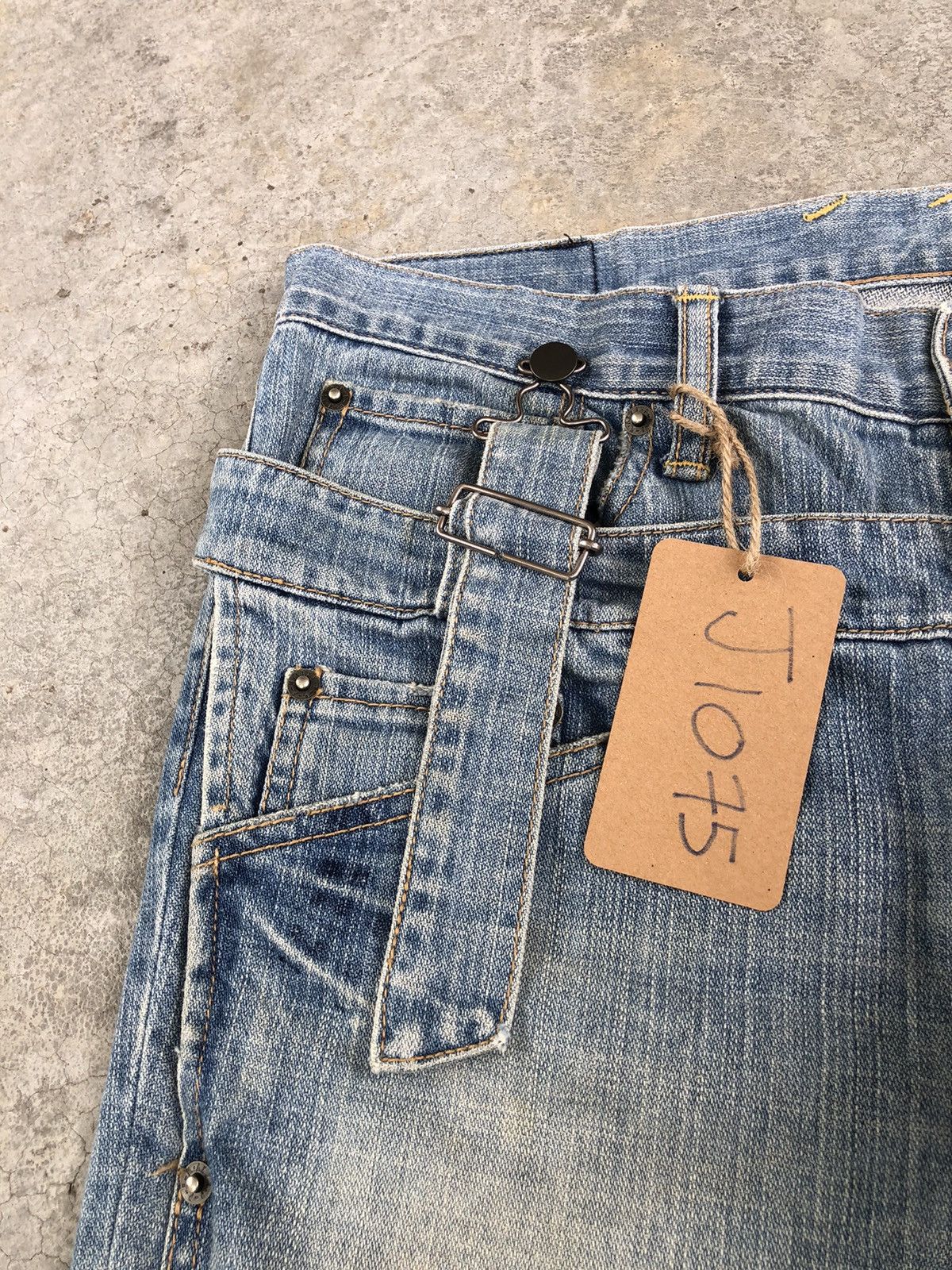 PPFM Japanese PPFM Double Waist Distressed Jeans Size US 33 - 14 Thumbnail