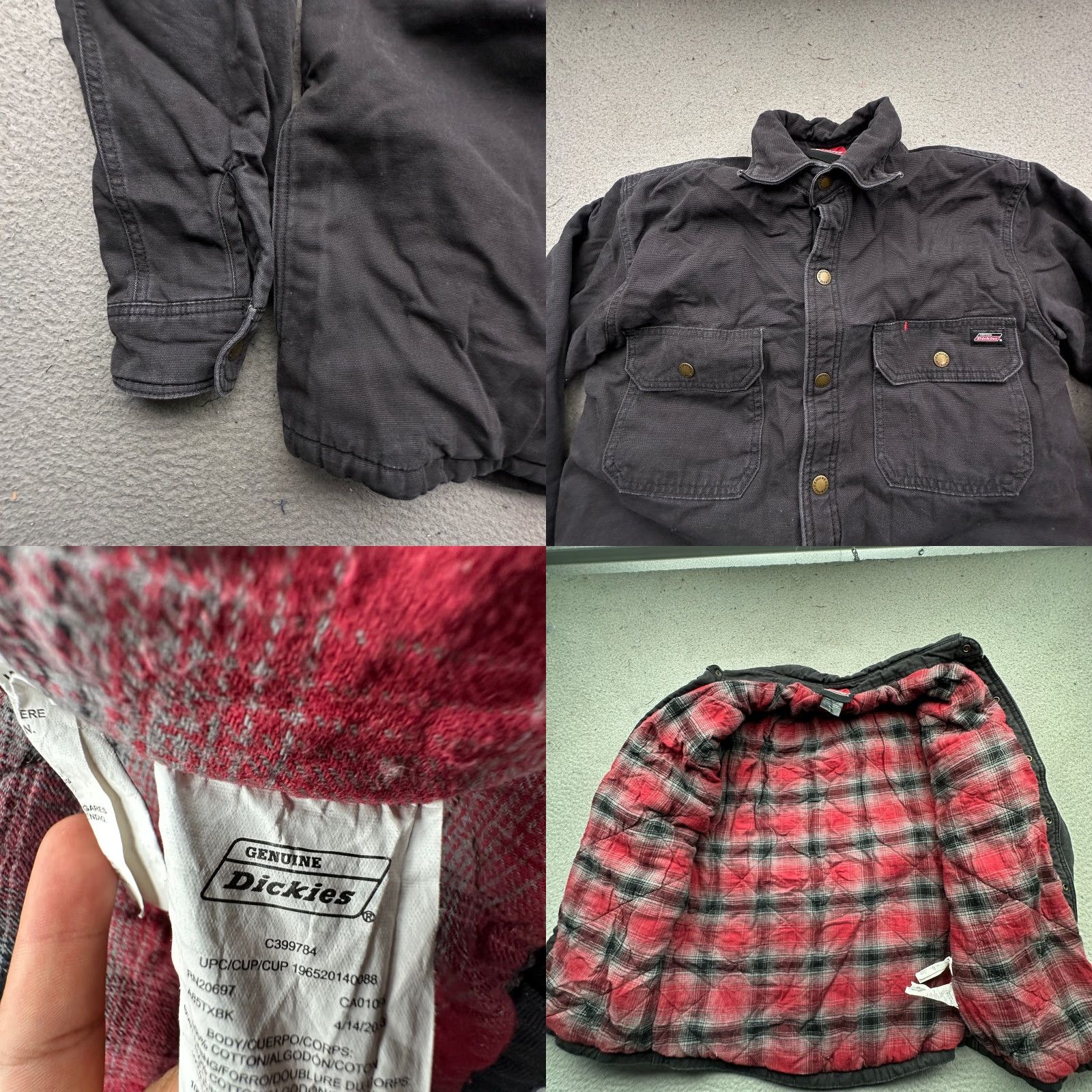 Dickies Dickies Plaid Lined Canvas Snap Button Work Shirt Jacket Shacket Mens Small Black Size US S / EU 44-46 / 1 - 8 Thumbnail
