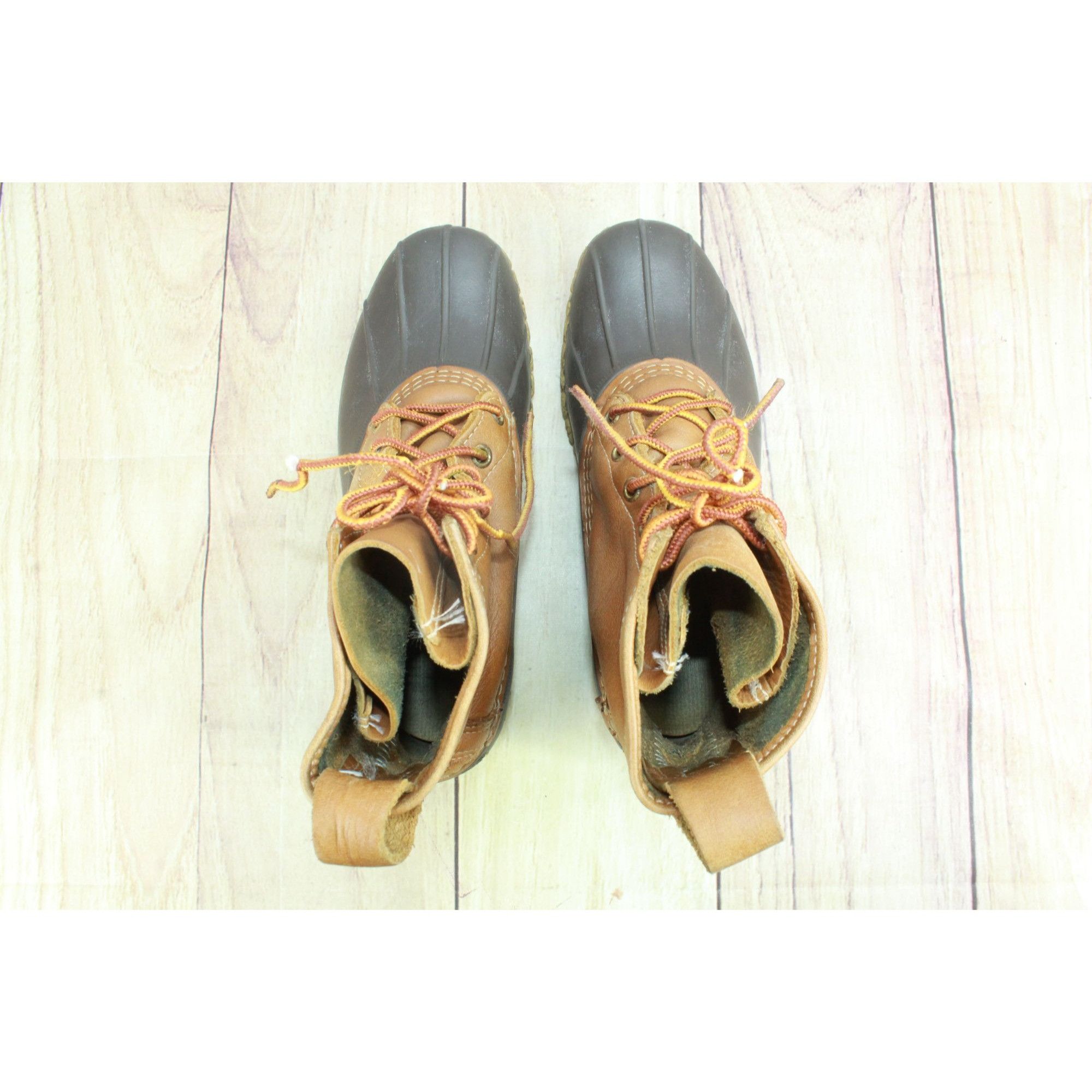 L.L. Bean LL Bean Brown Leather Unlined Ankle Lace-Up Duck Boots Size US 8 / IT 38 - 7 Thumbnail