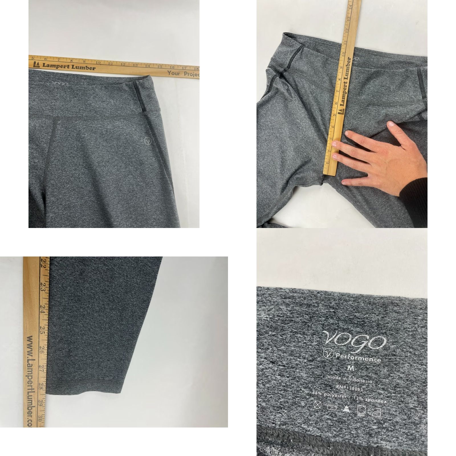 Vintage VOGO Performance Leggings Women's Medium Gray Pull On Mid Rise Stretch Casual Travel Size 28" / US 6 / IT 42 - 8 Thumbnail