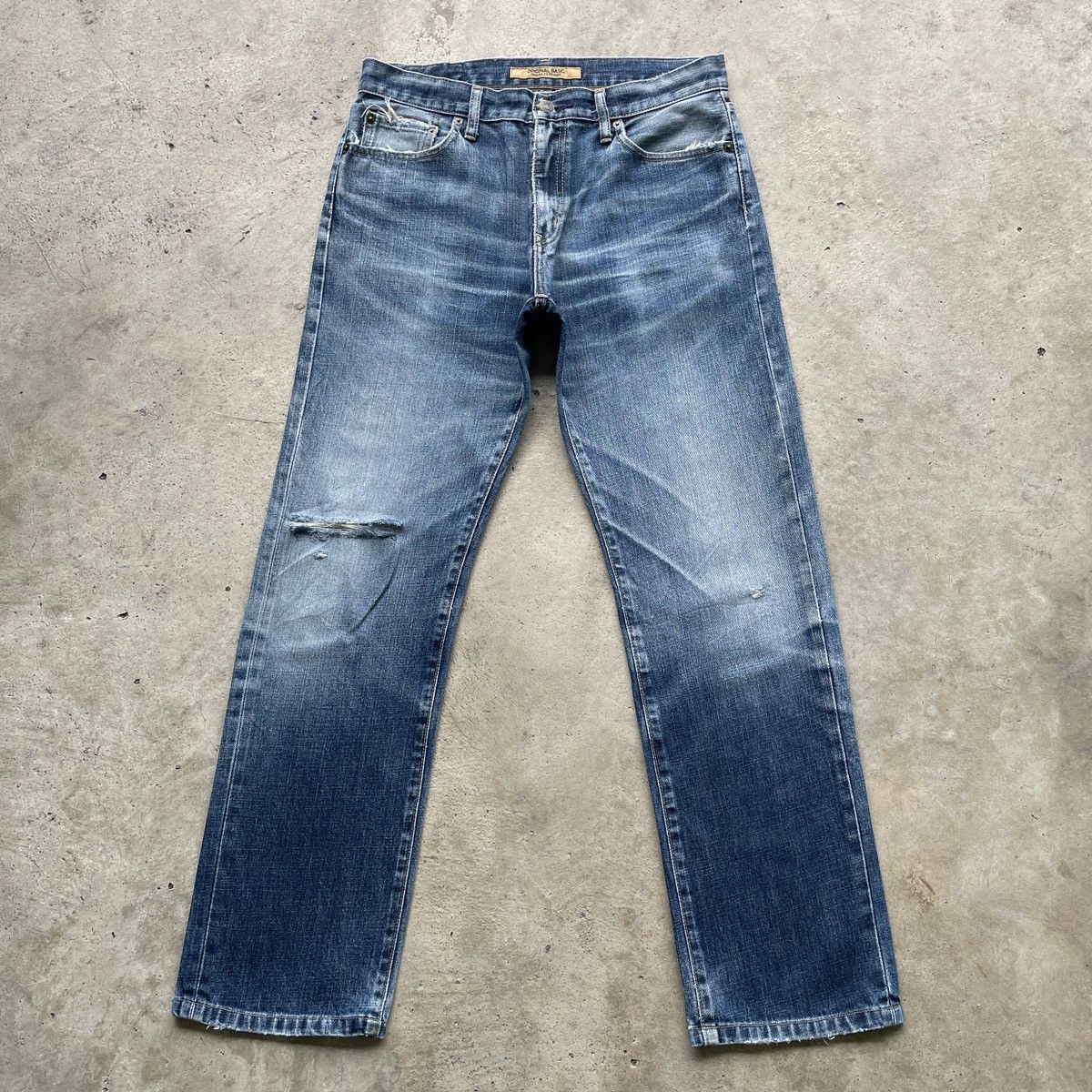 image of Distressed Vintage Japanese Jeans Faded Denim Pants W33 in Faded Blue, Men's