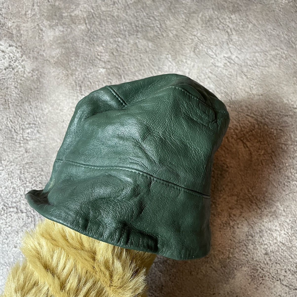 Vintage Vintage 90s Green Leather Bucket Hat Grunge Gorpcore Boxy OS Size ONE SIZE - 3 Thumbnail
