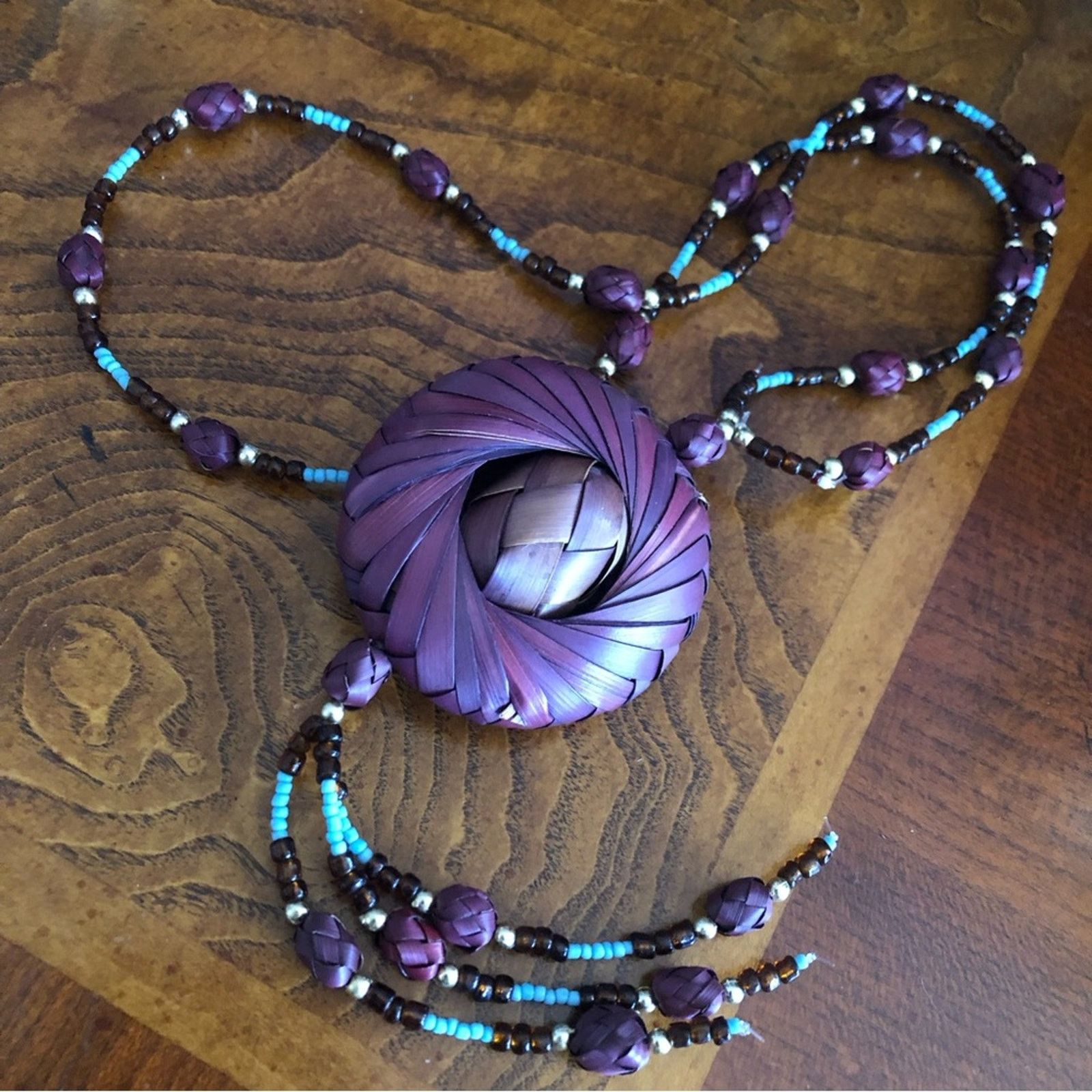 Handmade Hand crafted wicker seed bead necklace Size ONE SIZE - 5 Thumbnail