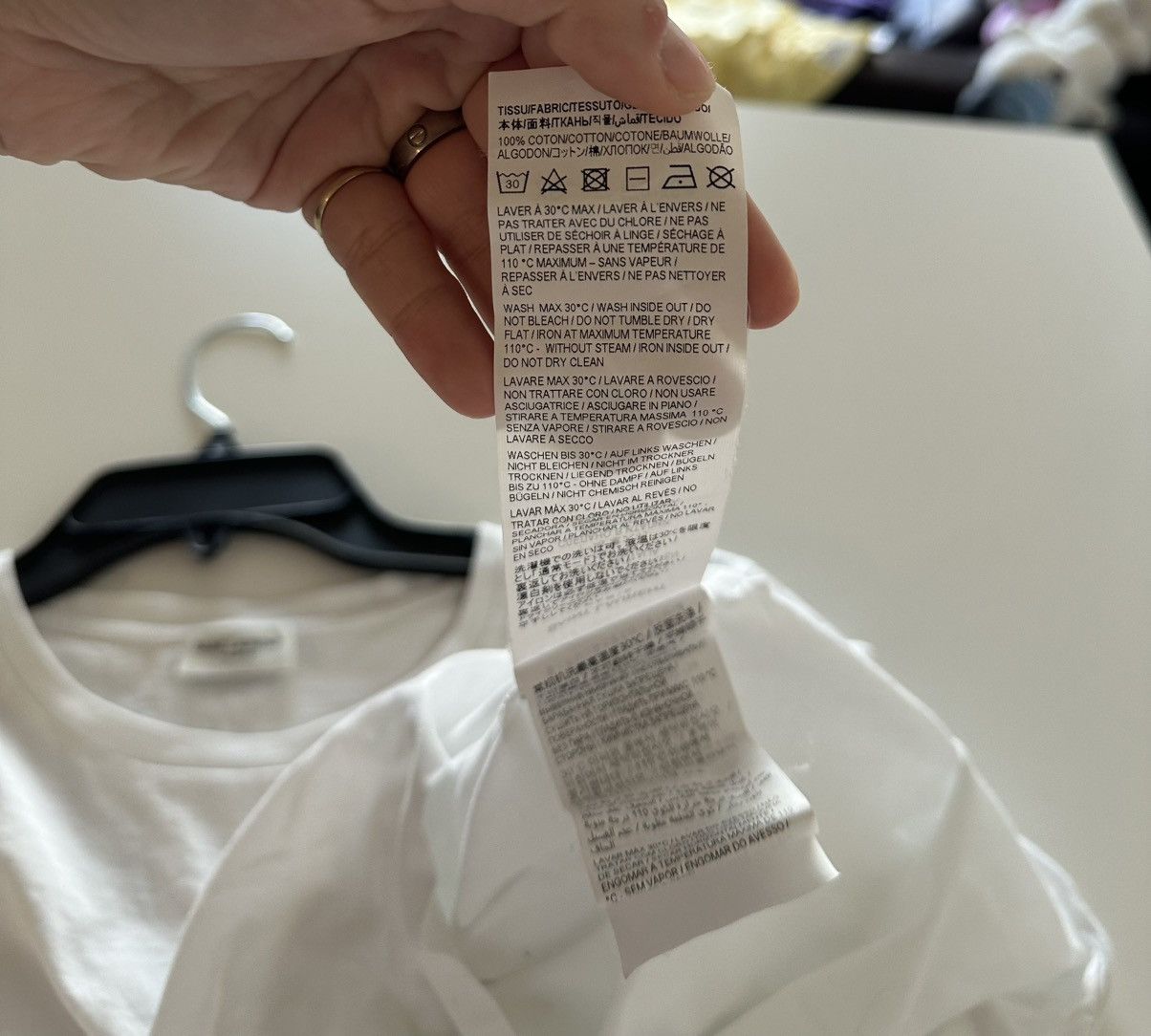 Saint Laurent Paris Saint Laurent Rive Gauche Center Spellout Logo White Tee Size XS / US 0-2 / IT 36-38 - 6 Thumbnail