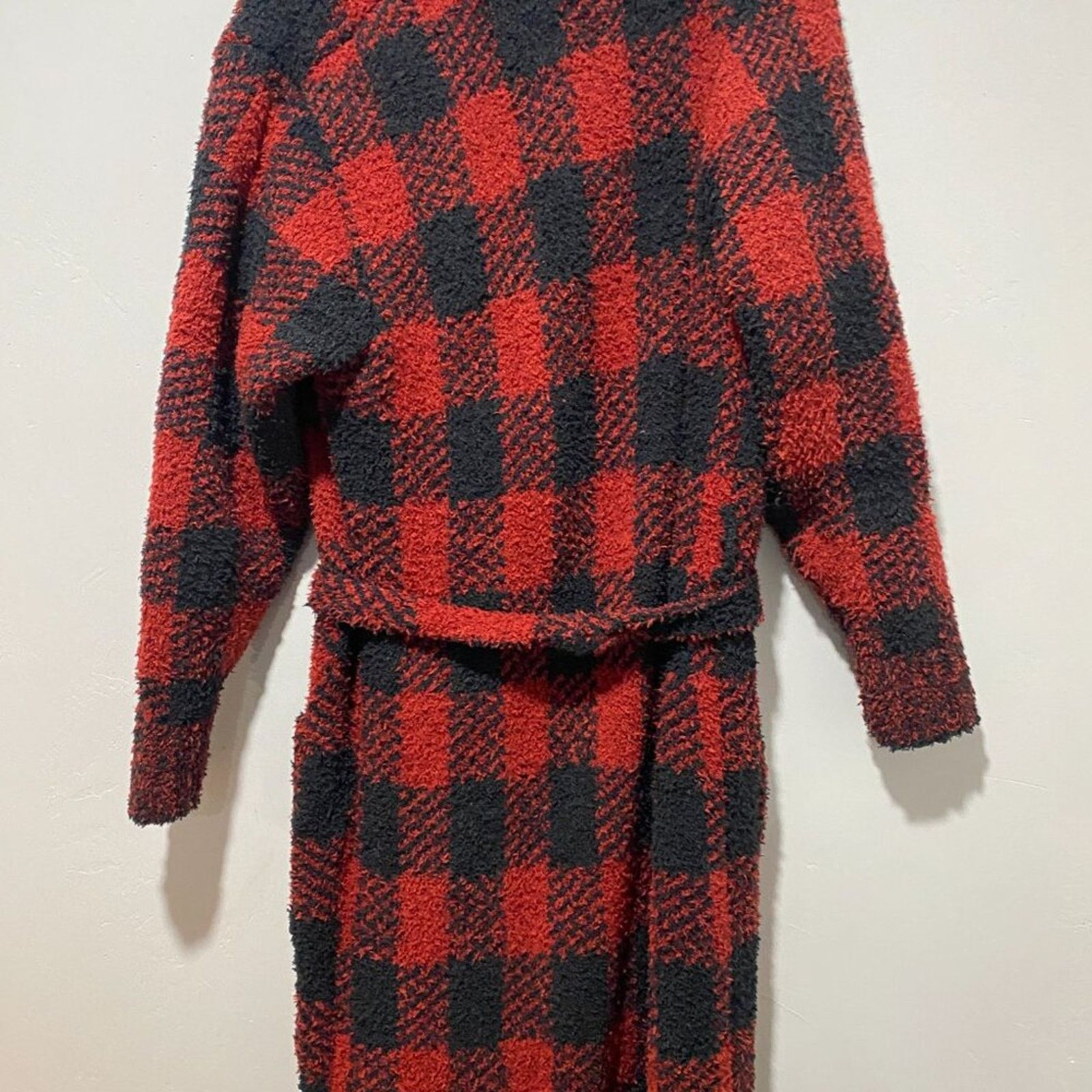 SKIMS Skims Brick Buffalo Check Cozy Knit Unisex Robe Size S/M Size ONE SIZE - 5 Thumbnail
