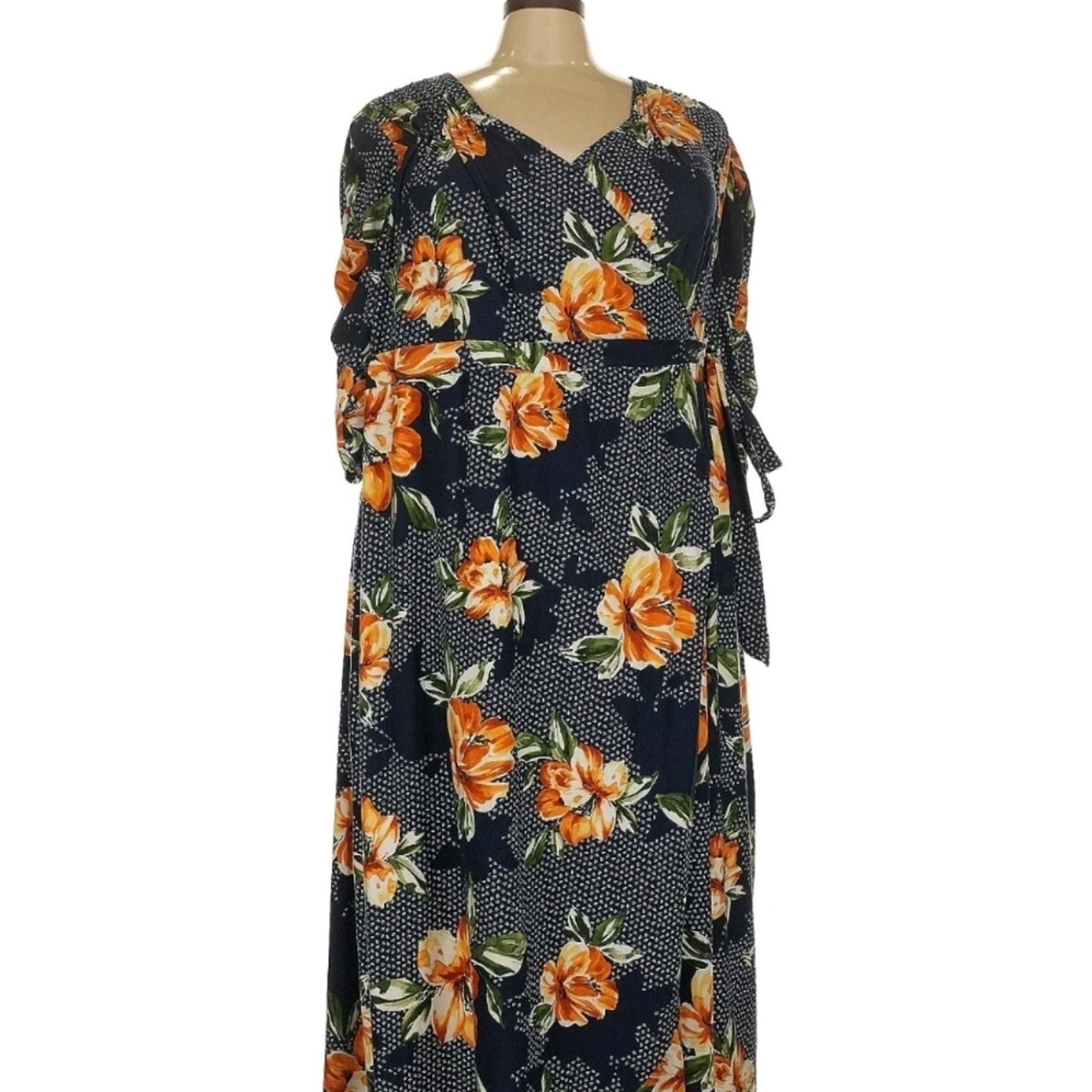Other Kiyonna Meadow Dream Style Floral 4x Maxi Wrap Dress Rare Size 4XL / US 24-26 - 5 Thumbnail
